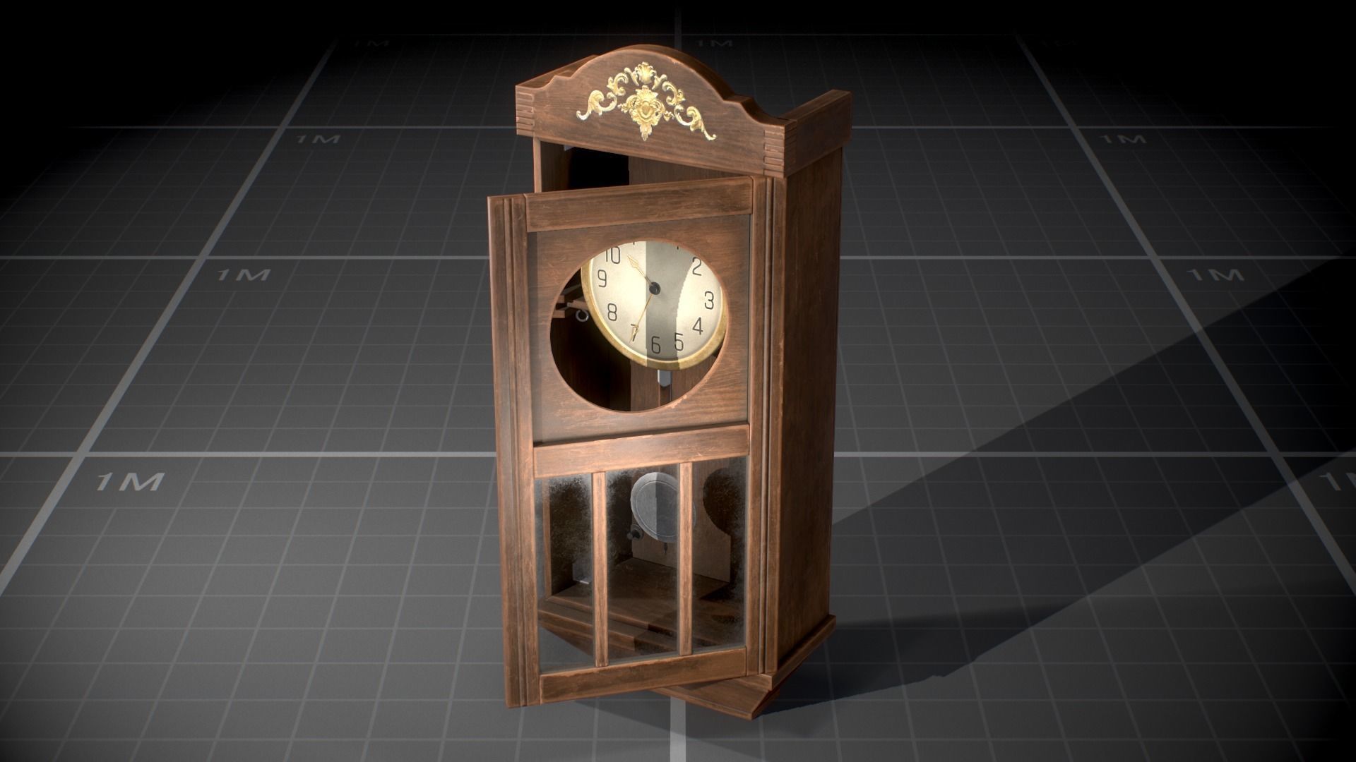 Used Soviet Wall Clock Low-poly 3D model_4