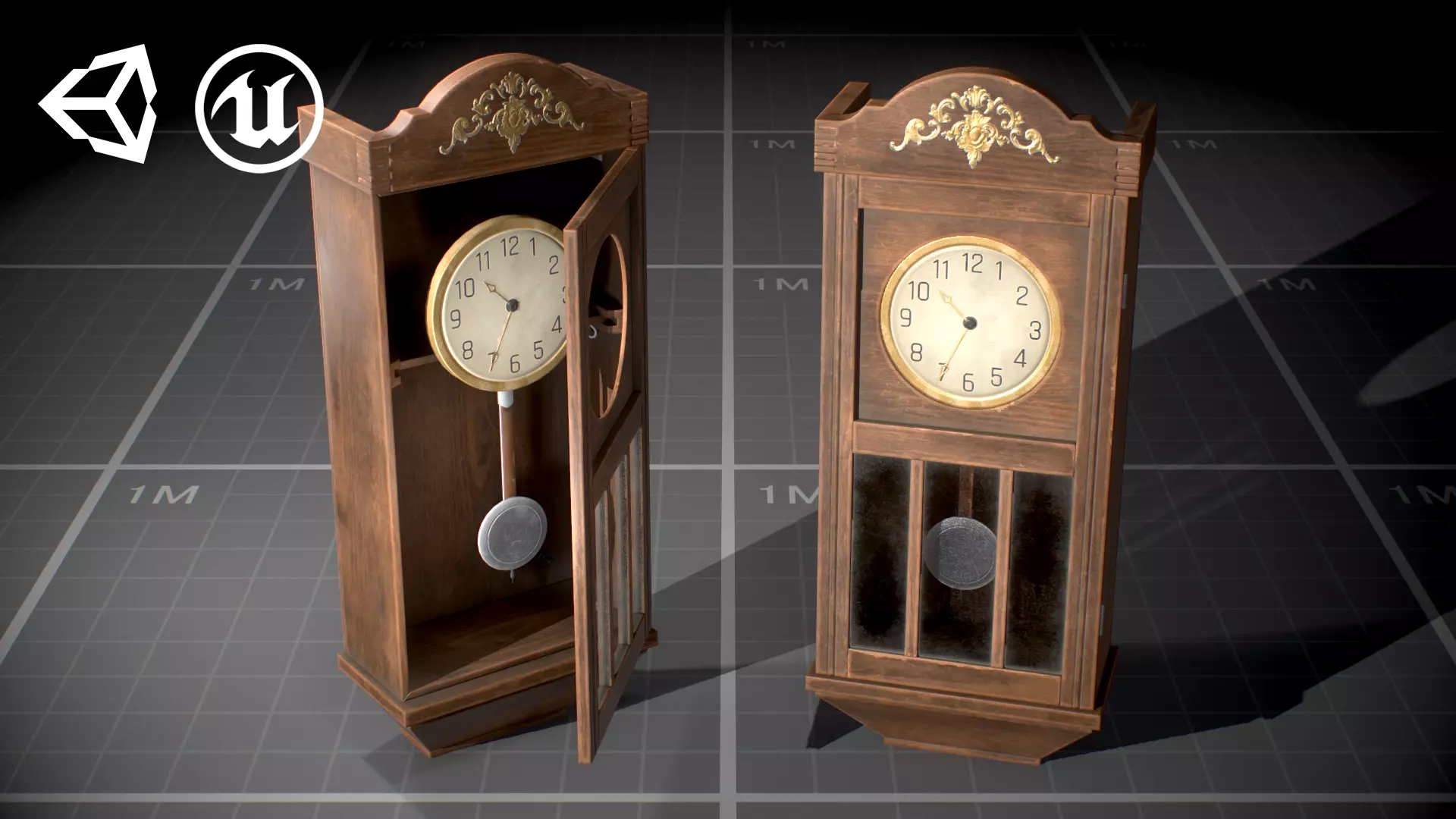 Used Soviet Wall Clock Low-poly 3D model_0