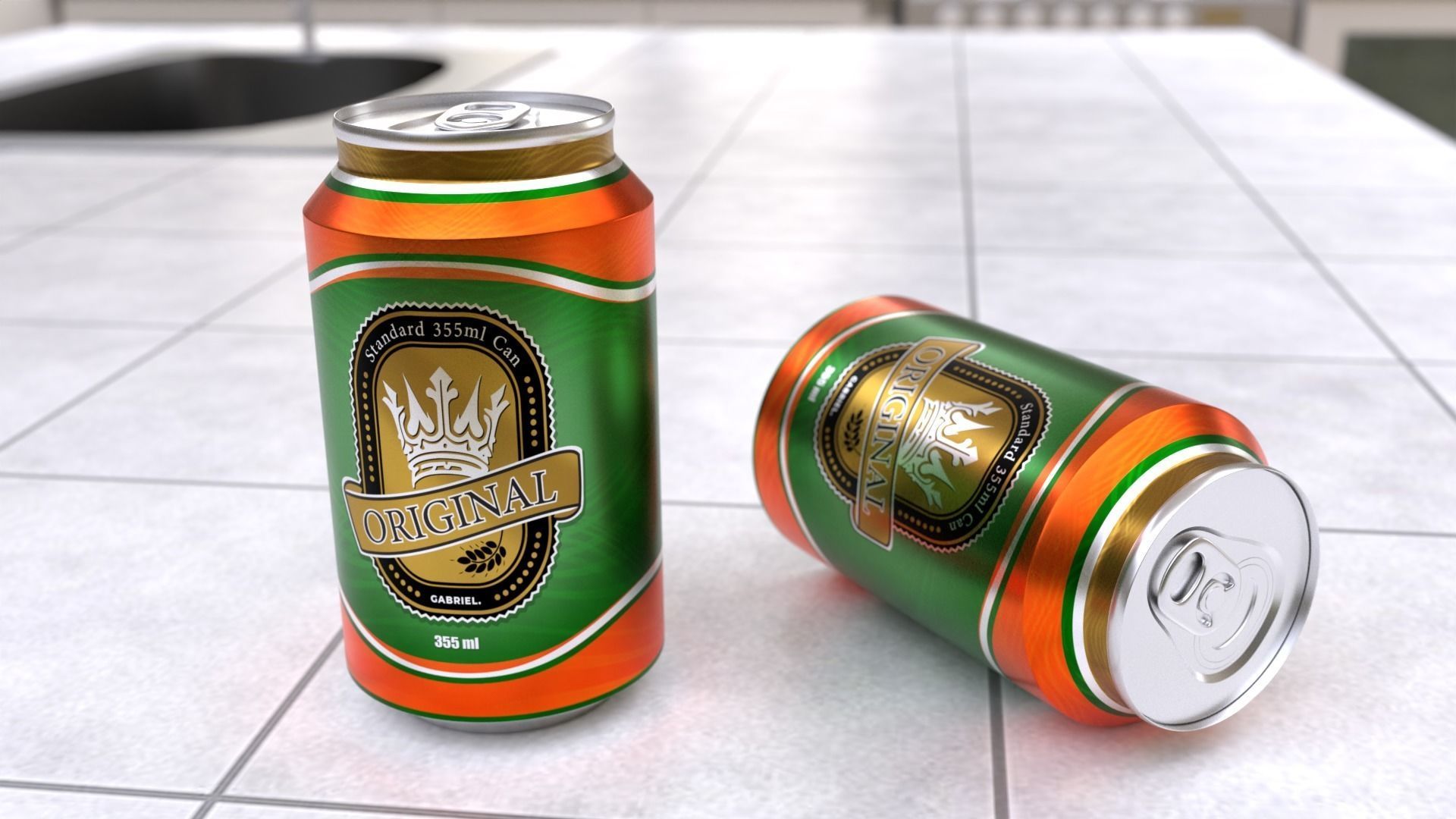 355 ml Standard Beverage Can - Matte and Glossy materials Low-poly 3D model_4