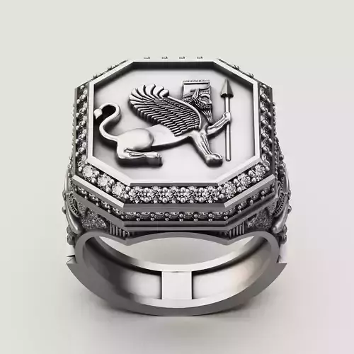 Lion ring silver gold sterling printable jewelry 3D model