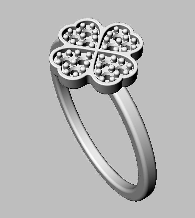 Clover Diamond Ring 3D print model_18