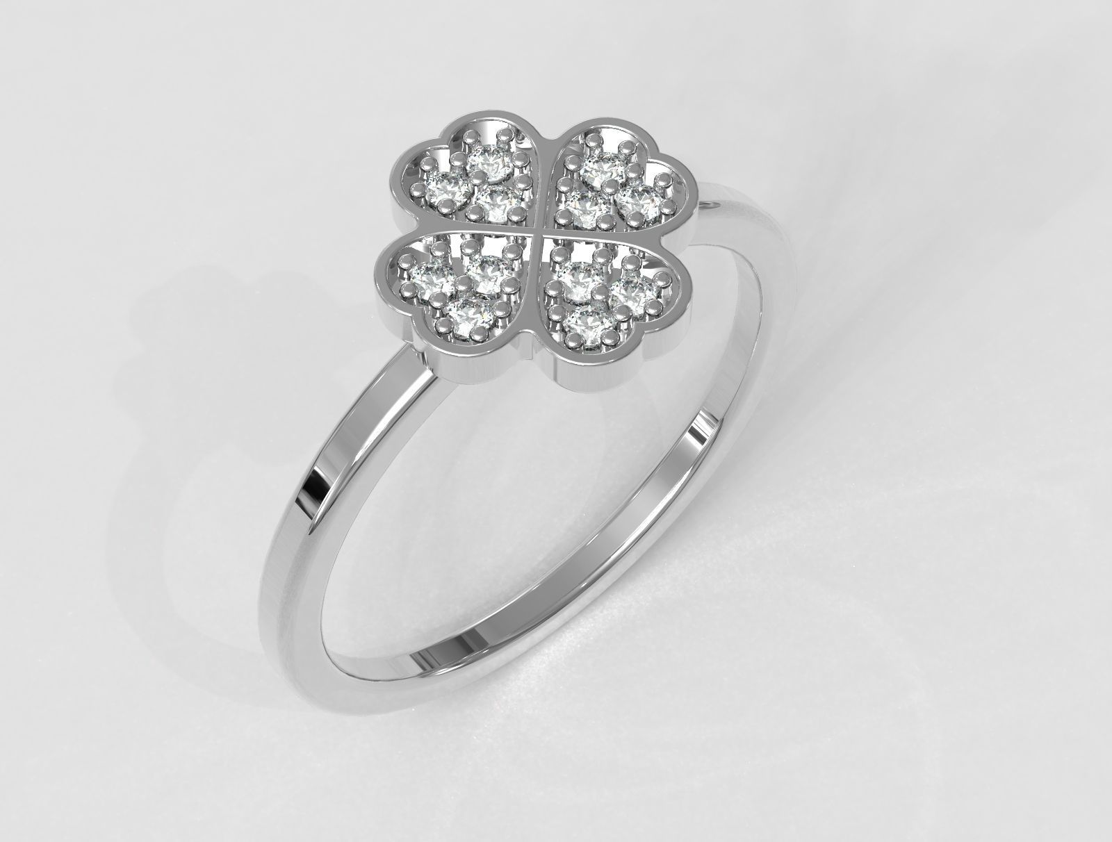 Clover Diamond Ring 3D print model_1