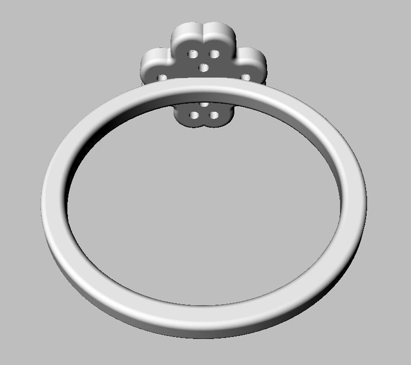 Clover Diamond Ring 3D print model_19