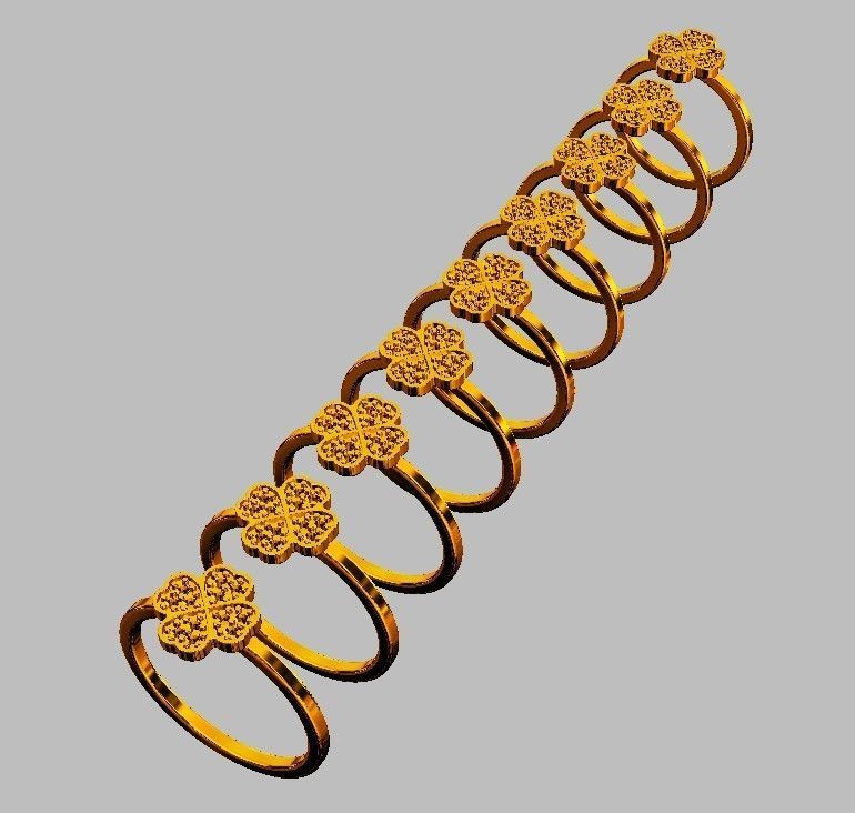 Clover Diamond Ring 3D print model_4