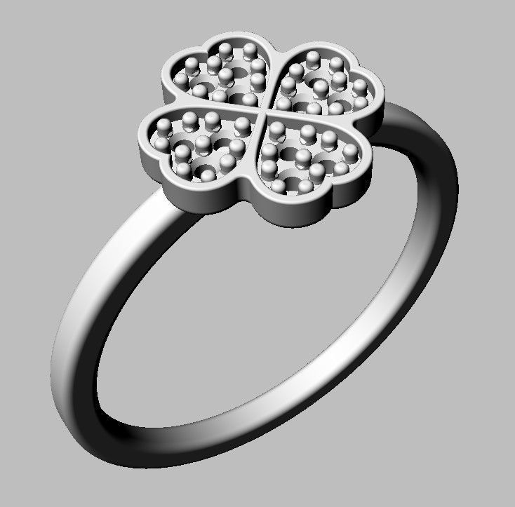 Clover Diamond Ring 3D print model_14