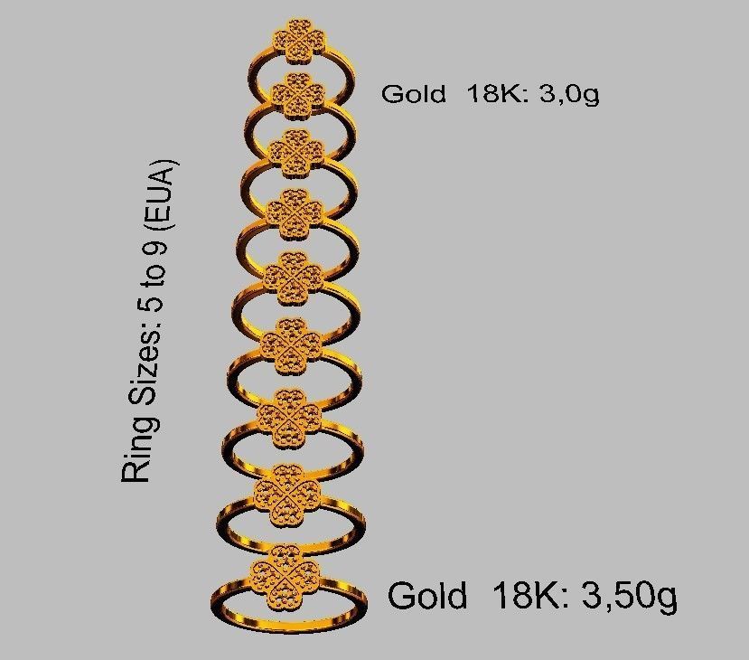 Clover Diamond Ring 3D print model_3