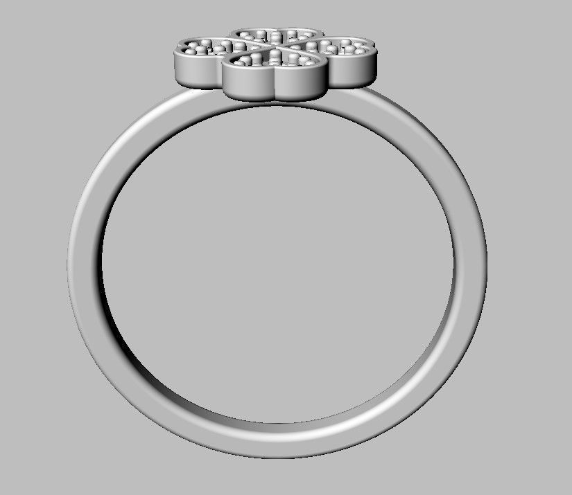 Clover Diamond Ring 3D print model_15