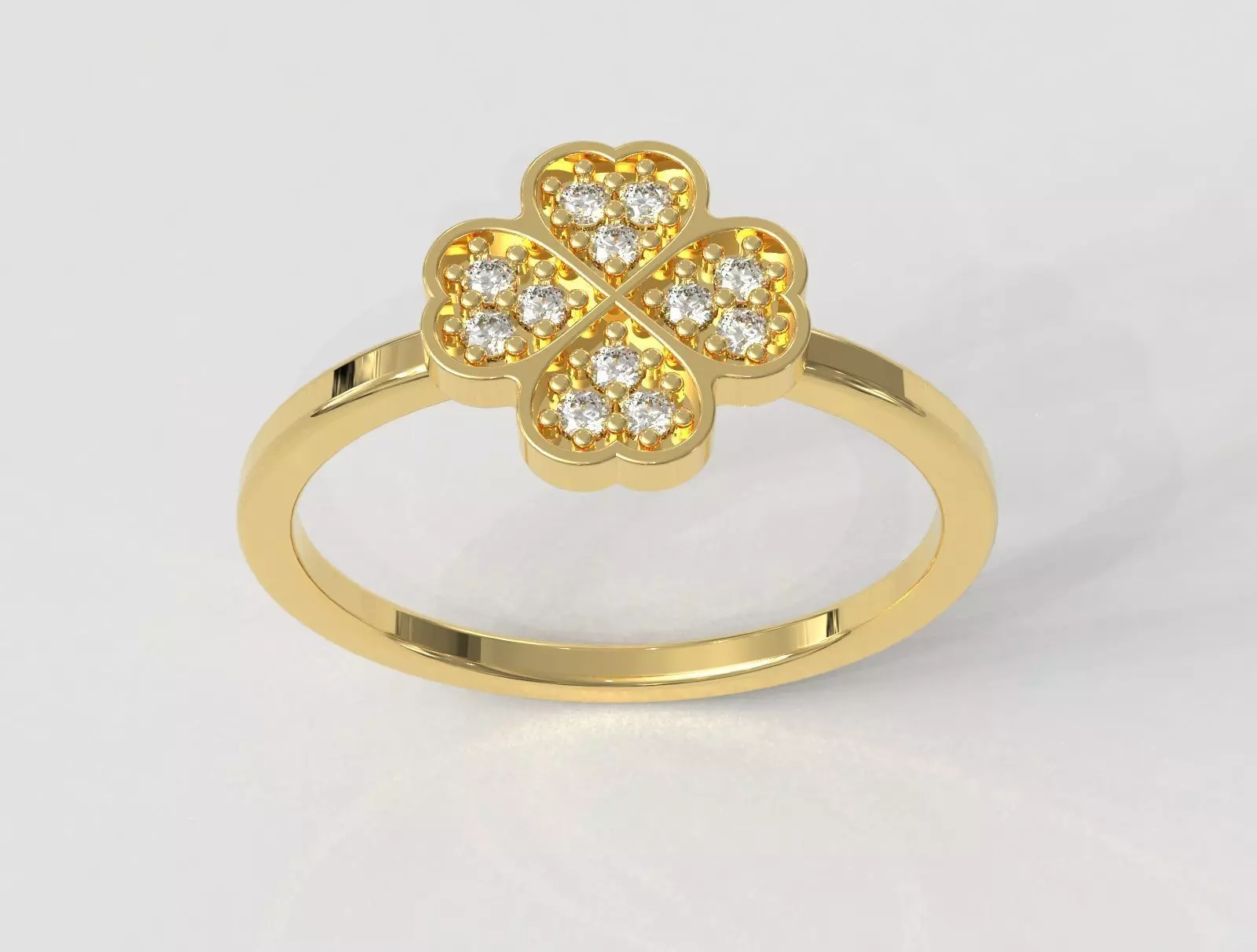 Clover Diamond Ring 3D print model_0