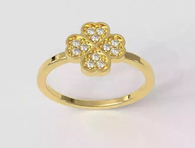 Clover Diamond Ring 3D print model