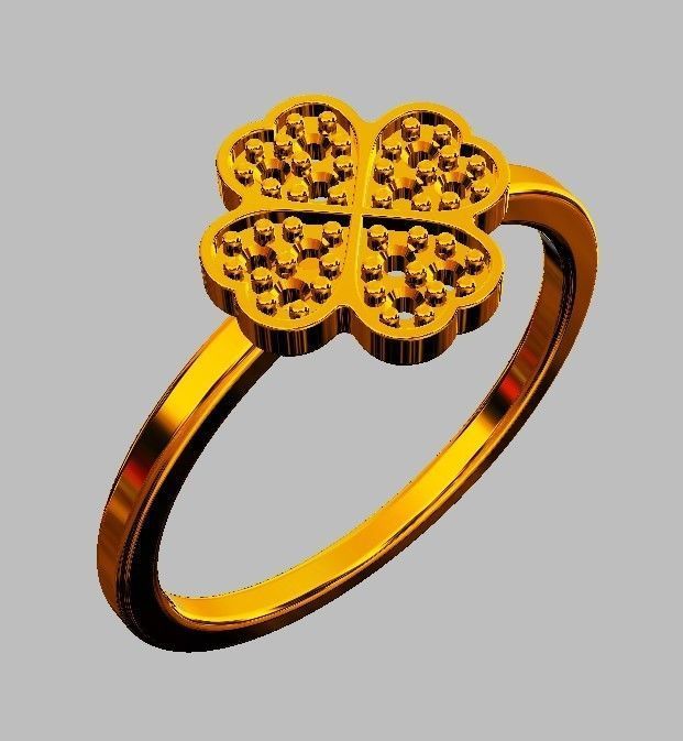 Clover Diamond Ring 3D print model_5