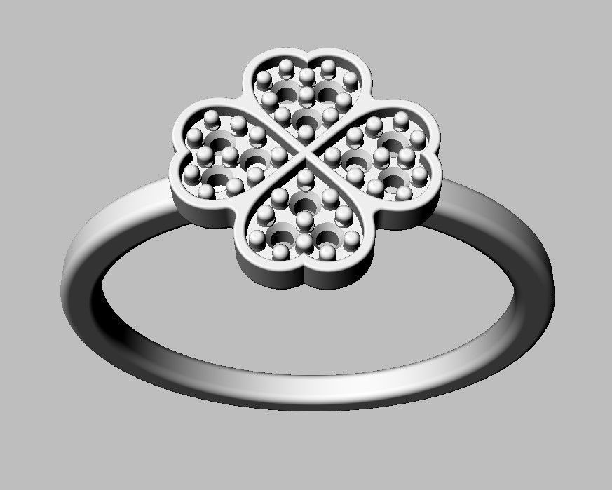 Clover Diamond Ring 3D print model_20