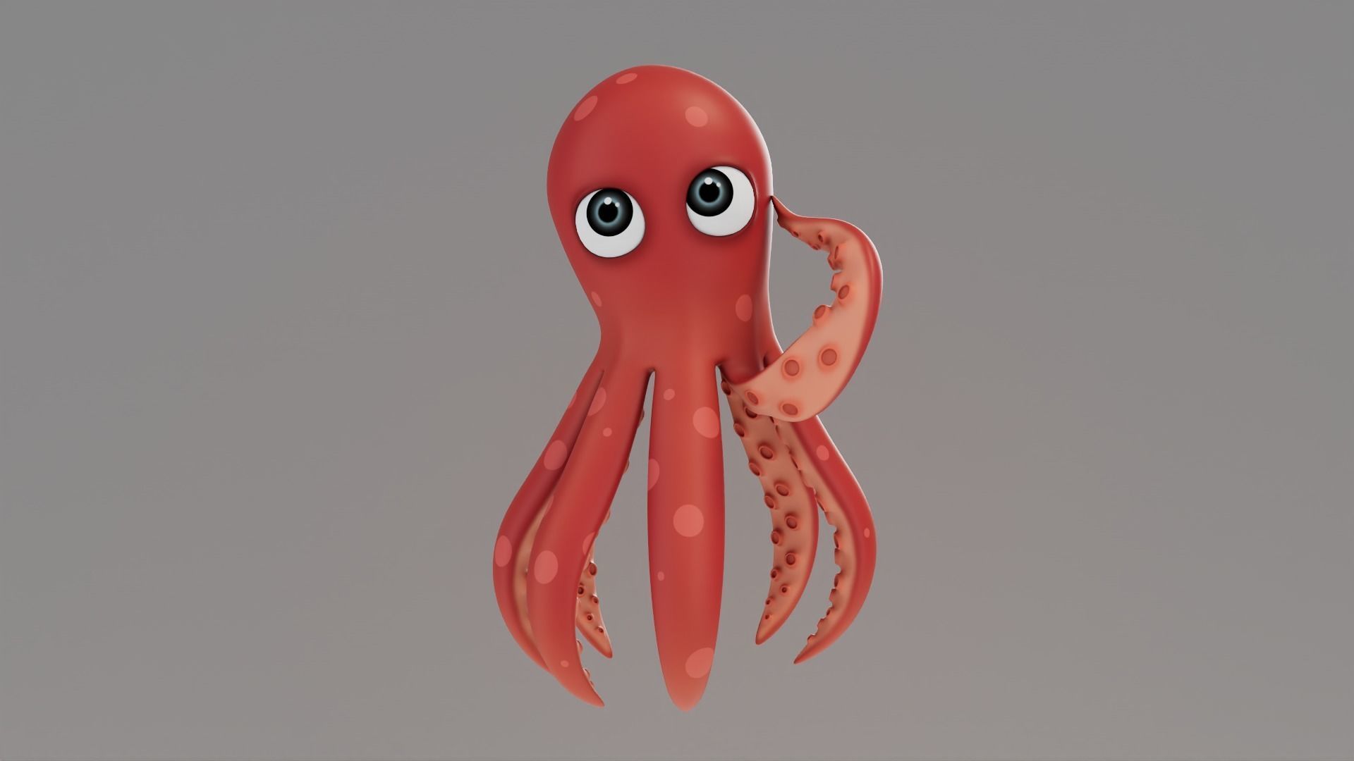 Rigged Cartoon Octopus 3D model_2