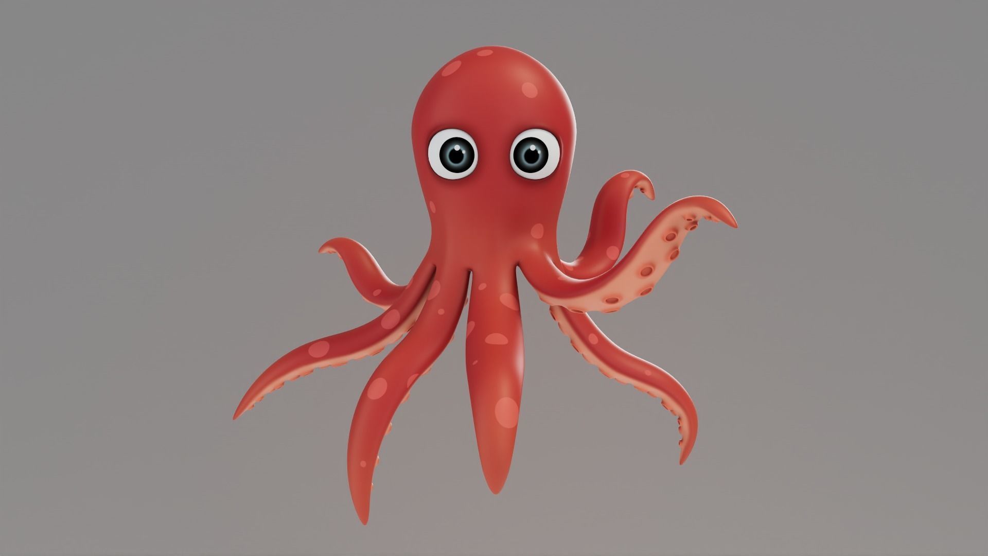 Rigged Cartoon Octopus 3D model_1