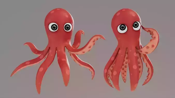 Rigged Cartoon Octopus