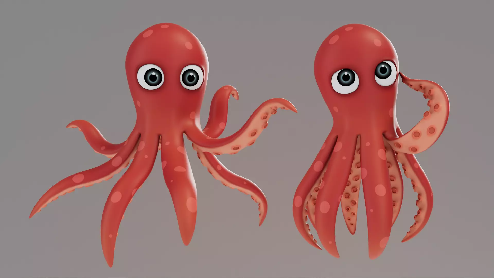 Rigged Cartoon Octopus 3D model_0