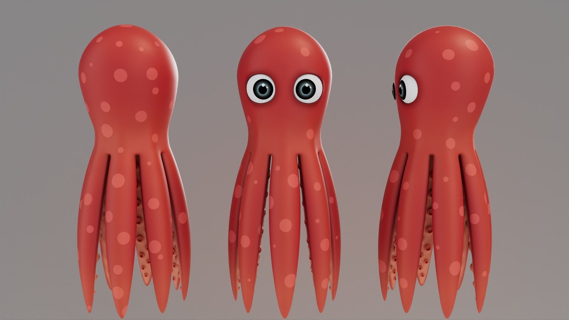 Rigged Cartoon Octopus 3D model_5
