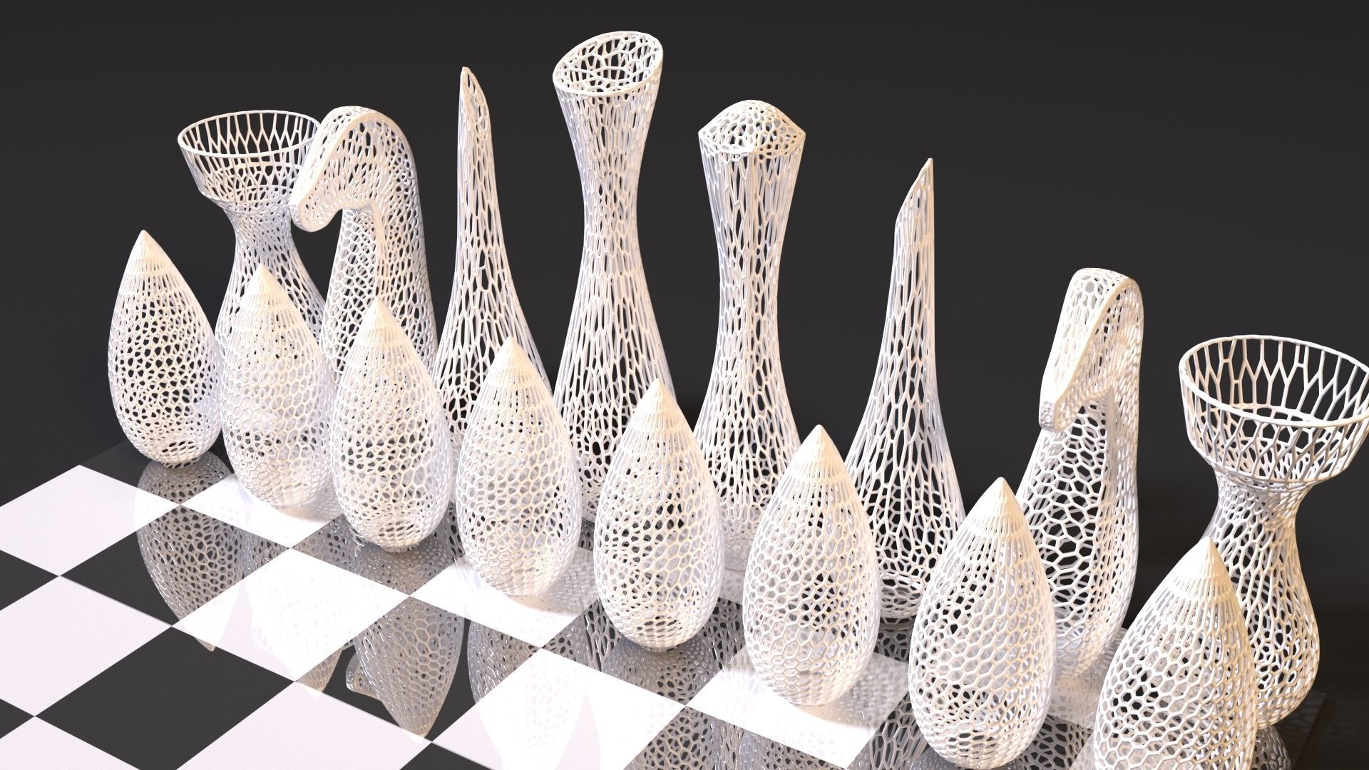 Chess voronoi 3D print model_16