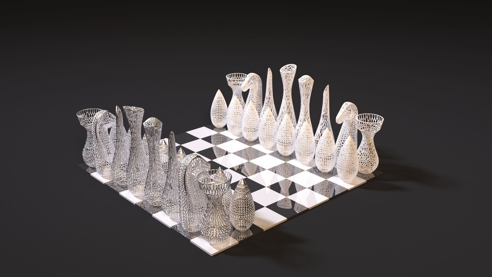 Chess voronoi 3D print model_2