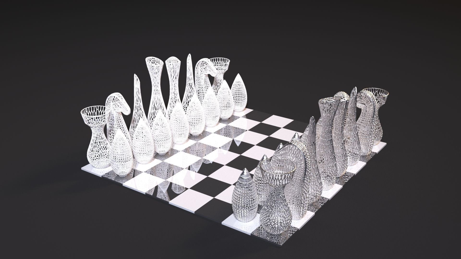 Chess voronoi 3D print model_13