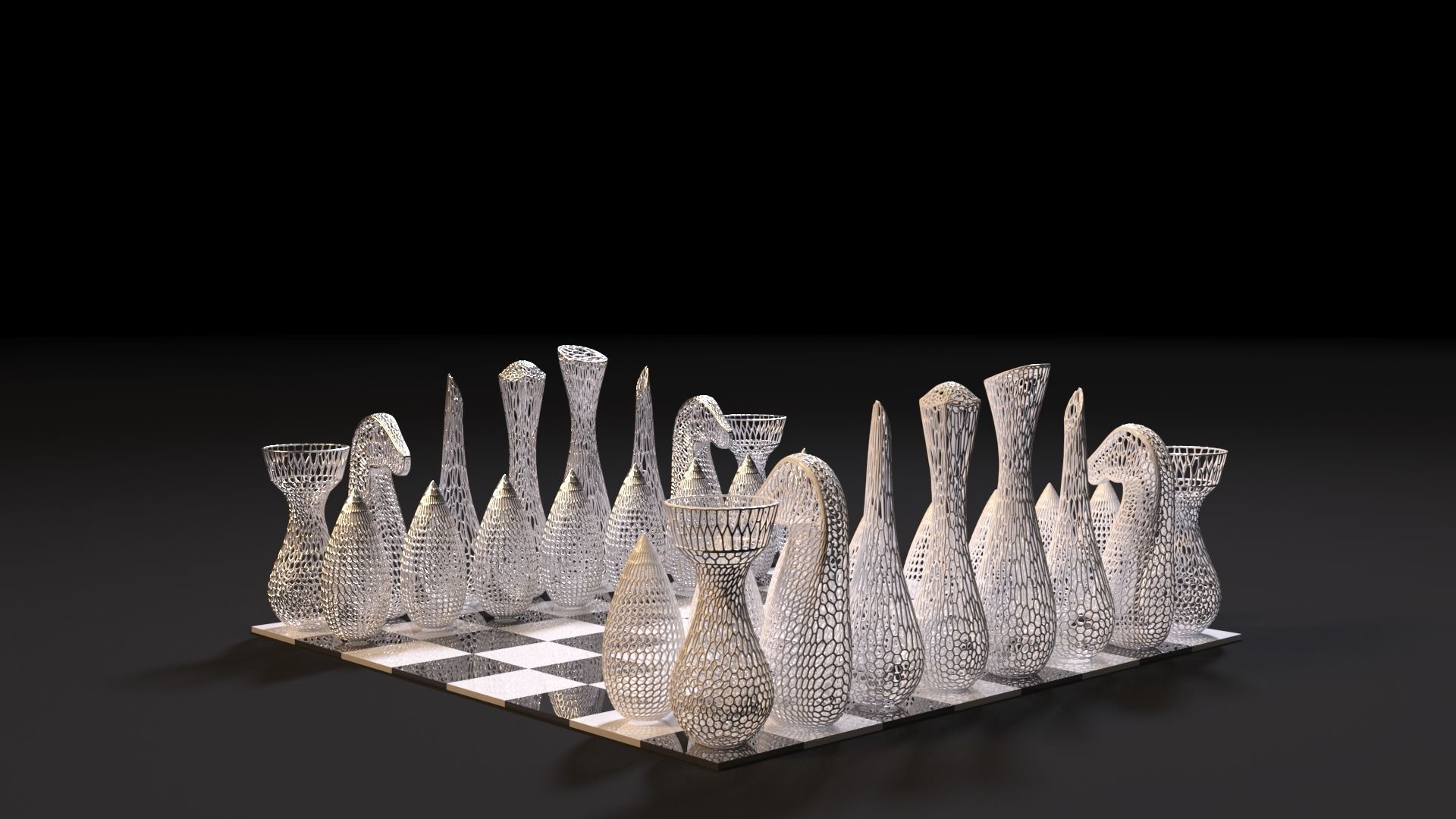 Chess voronoi 3D print model_10