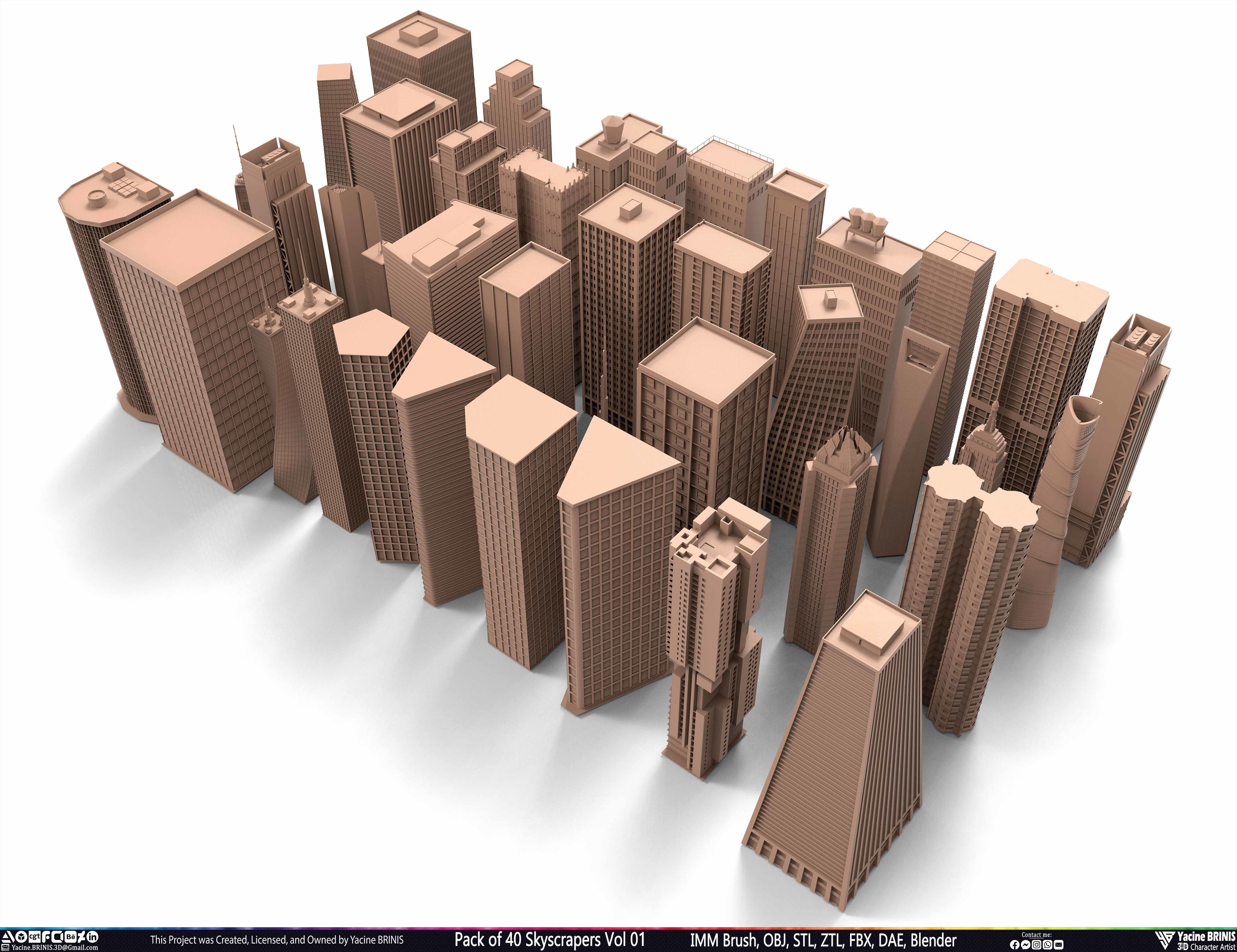 Pack of 40 Skyscrapers Vol 01 Low-poly 3D model_44