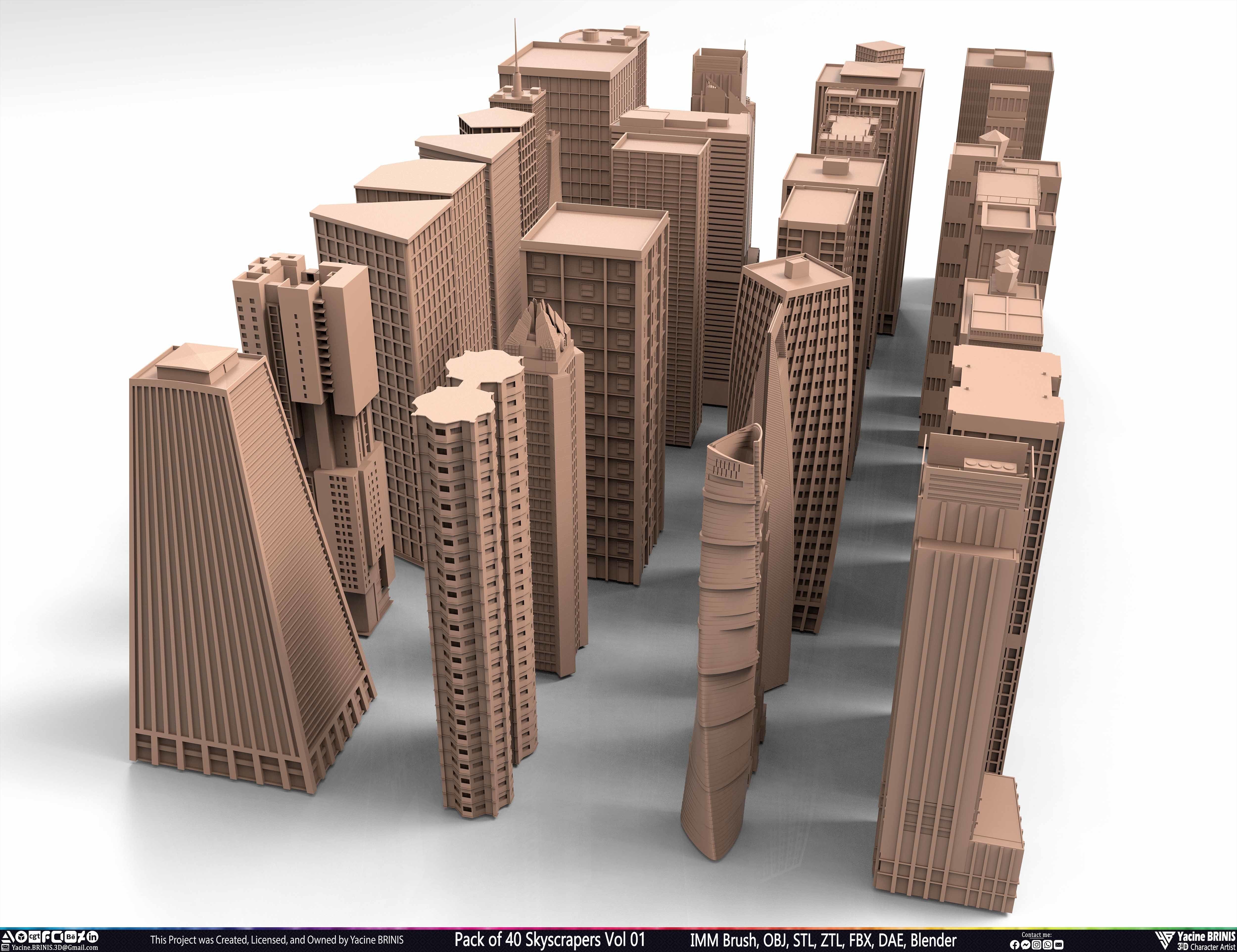 Pack of 40 Skyscrapers Vol 01 Low-poly 3D model_45