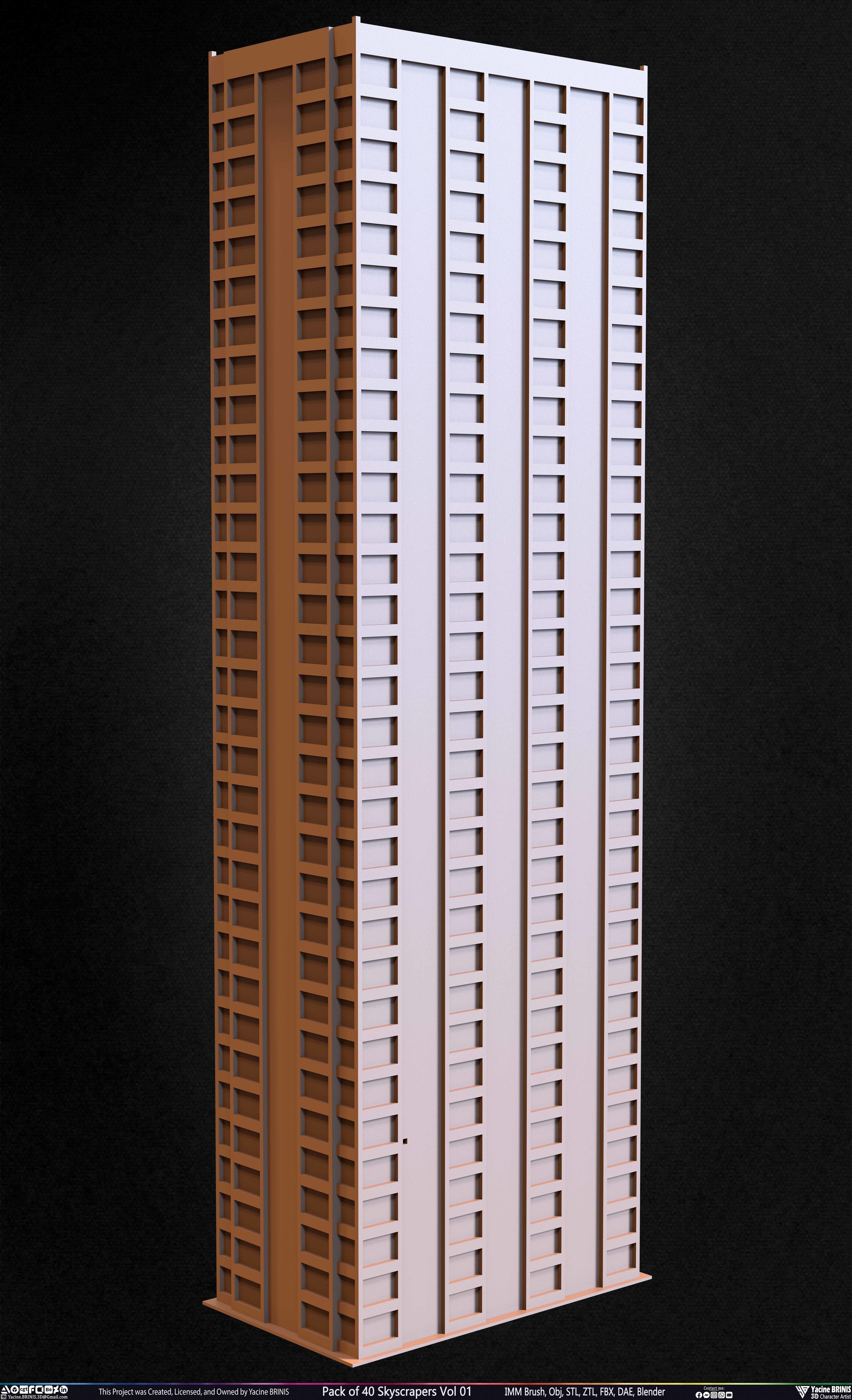 Pack of 40 Skyscrapers Vol 01 Low-poly 3D model_16