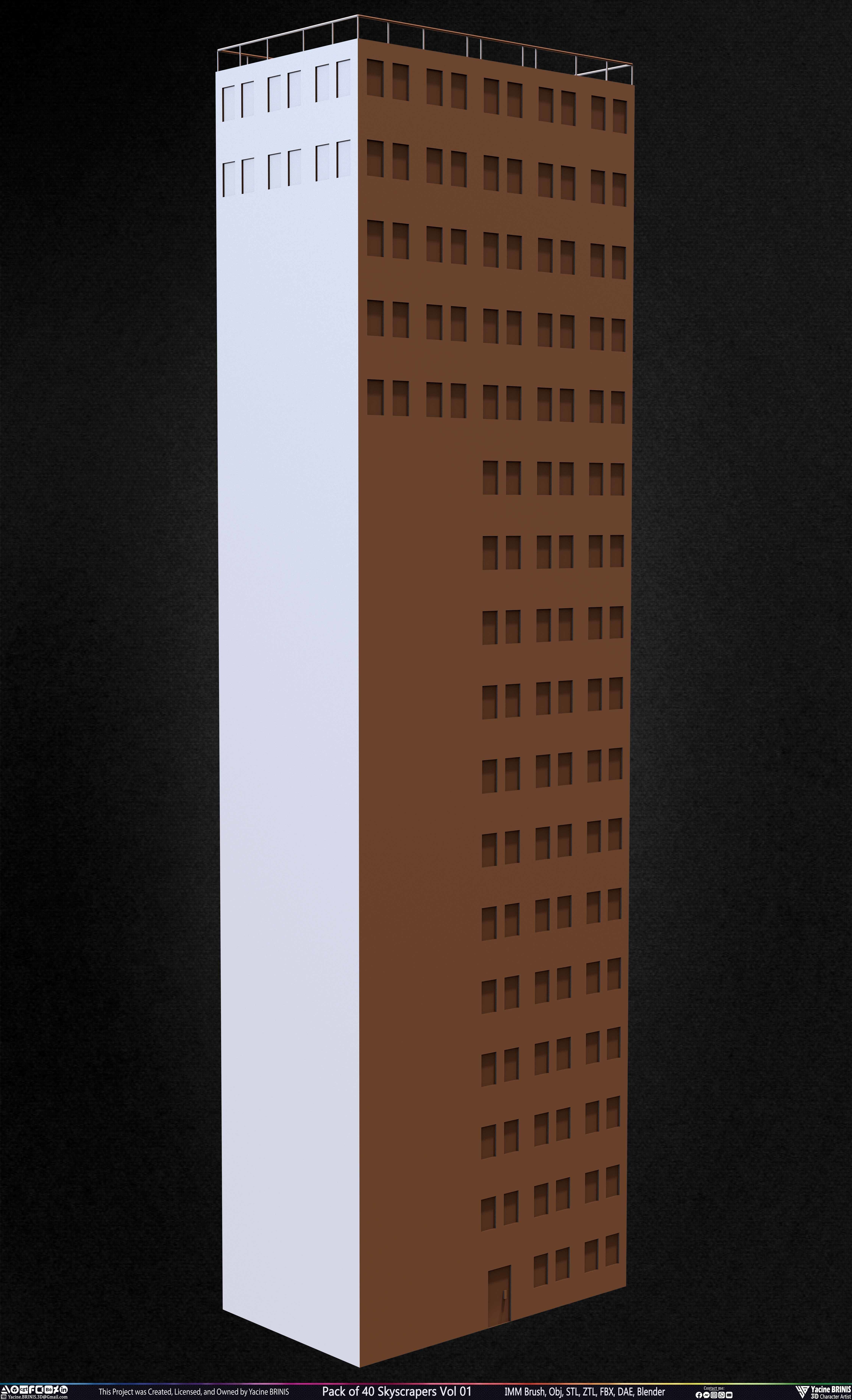 Pack of 40 Skyscrapers Vol 01 Low-poly 3D model_5
