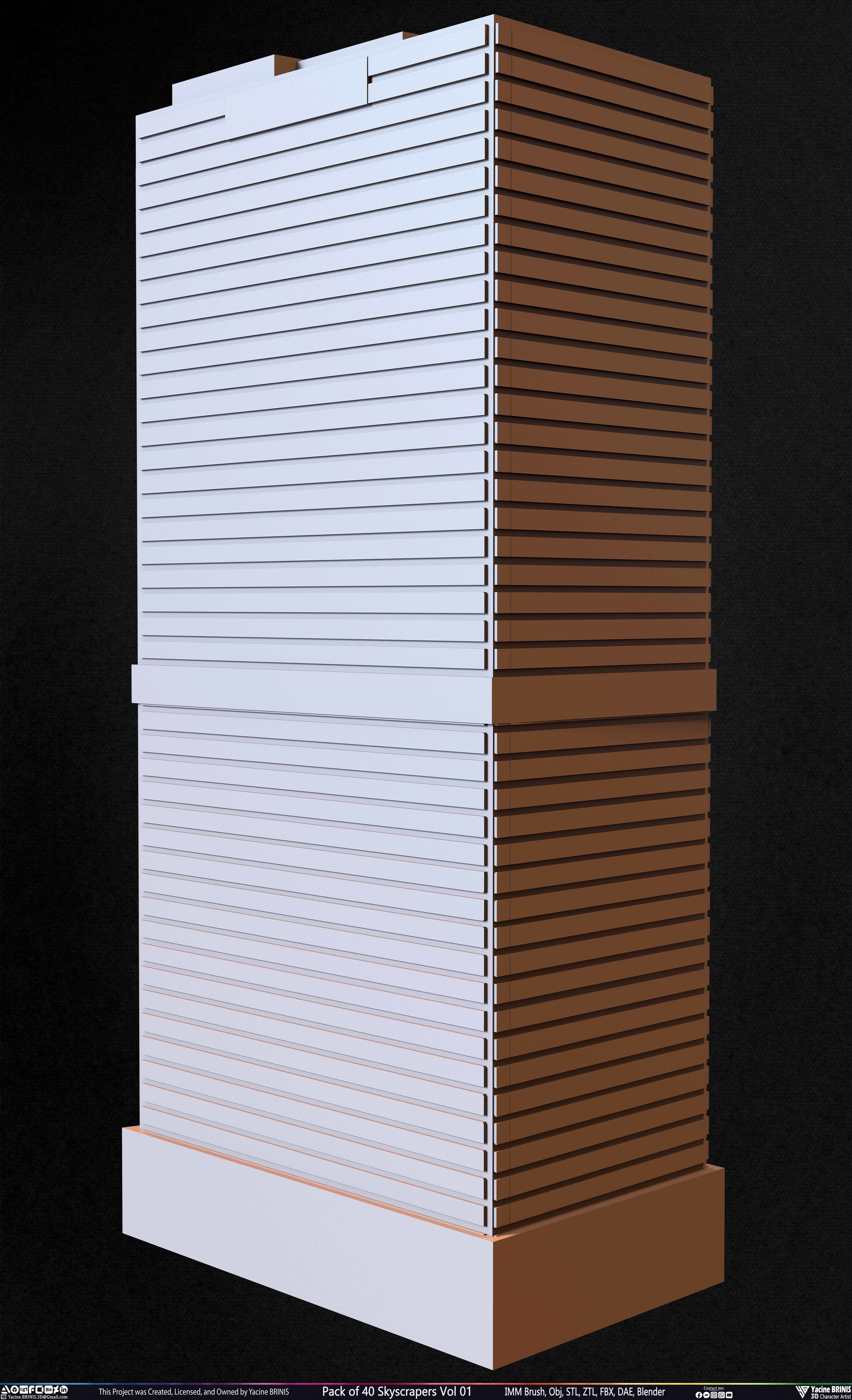 Pack of 40 Skyscrapers Vol 01 Low-poly 3D model_25