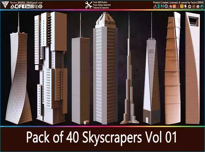 Pack of 40 Skyscrapers Vol 01