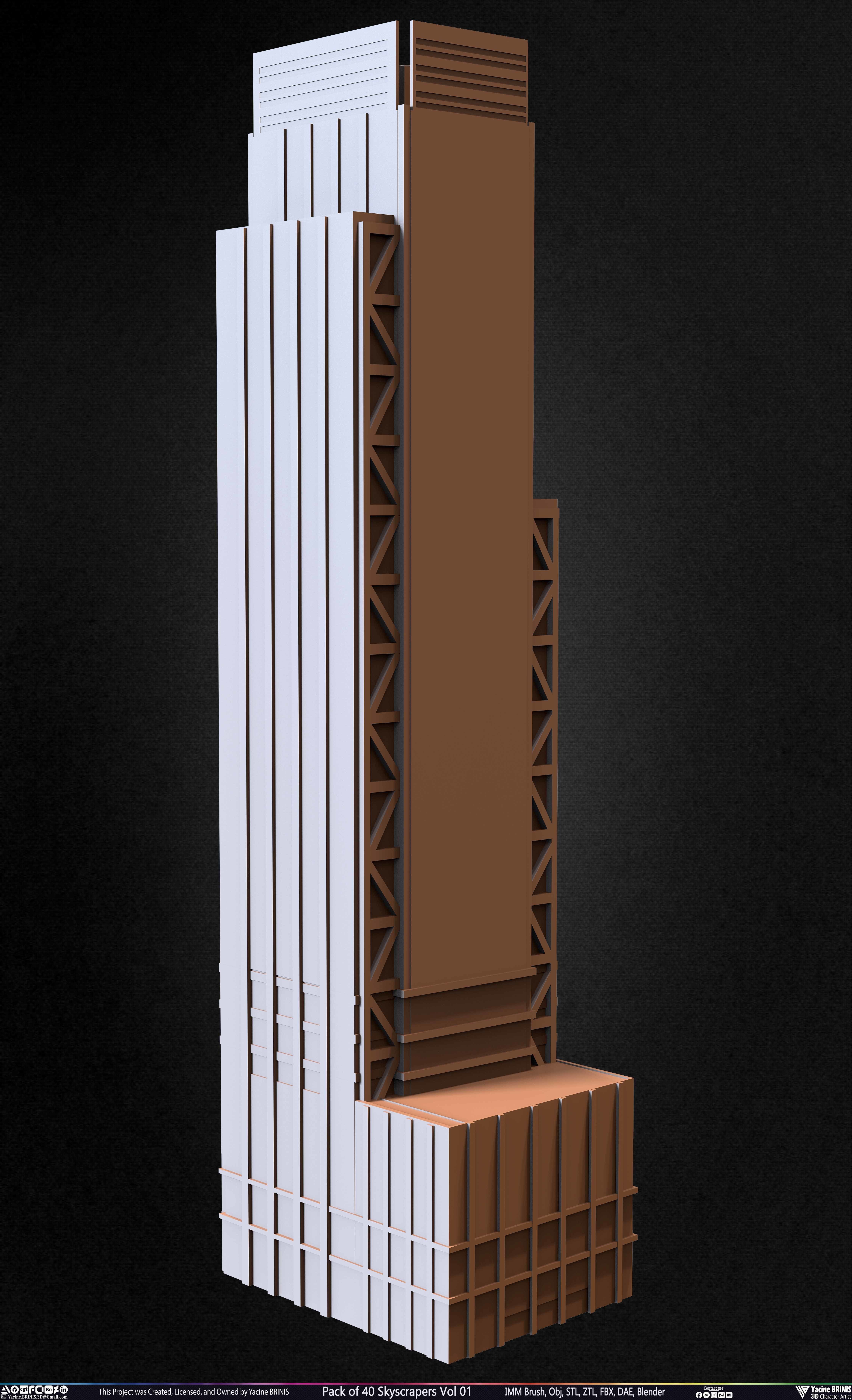 Pack of 40 Skyscrapers Vol 01 Low-poly 3D model_10
