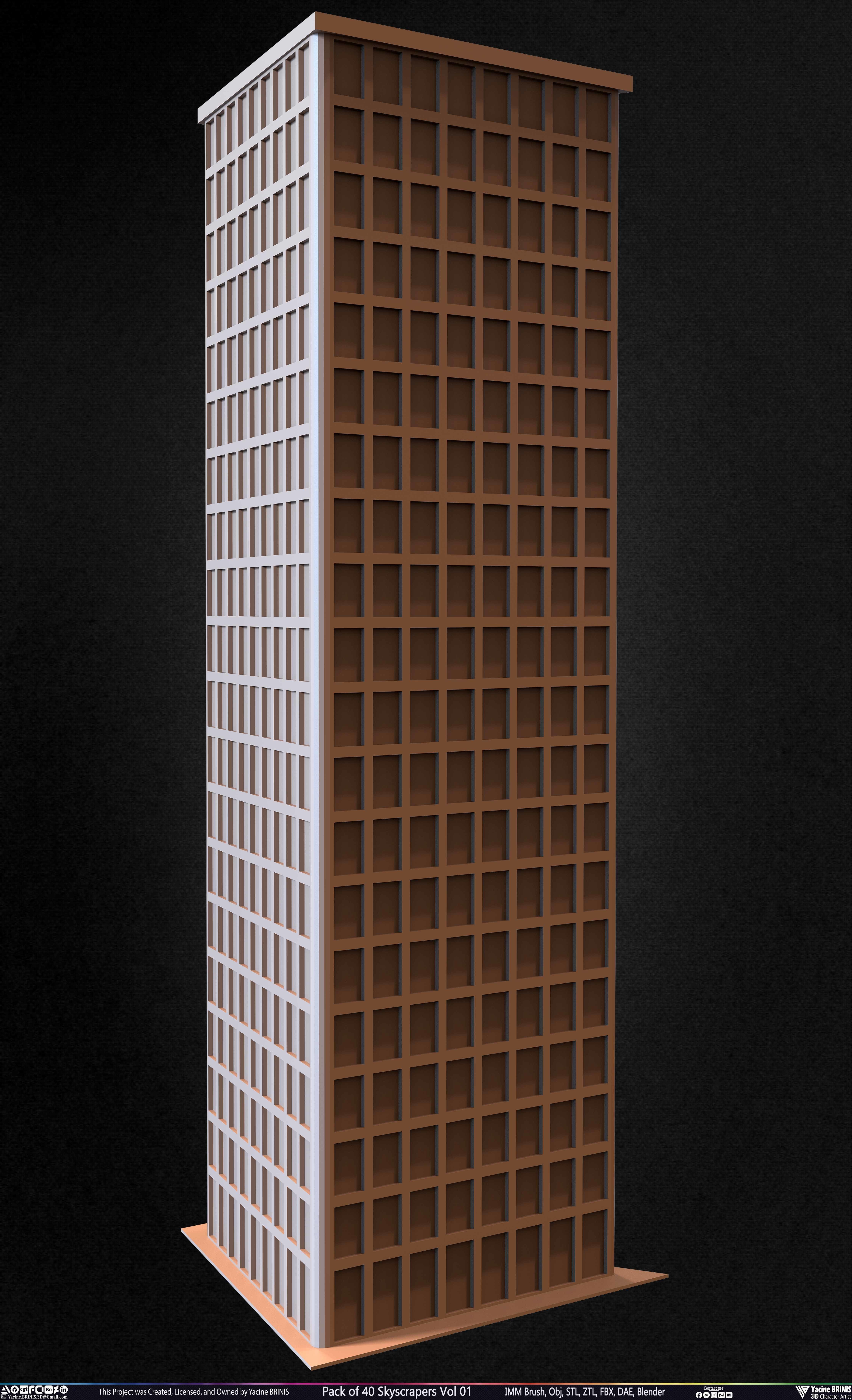 Pack of 40 Skyscrapers Vol 01 Low-poly 3D model_38