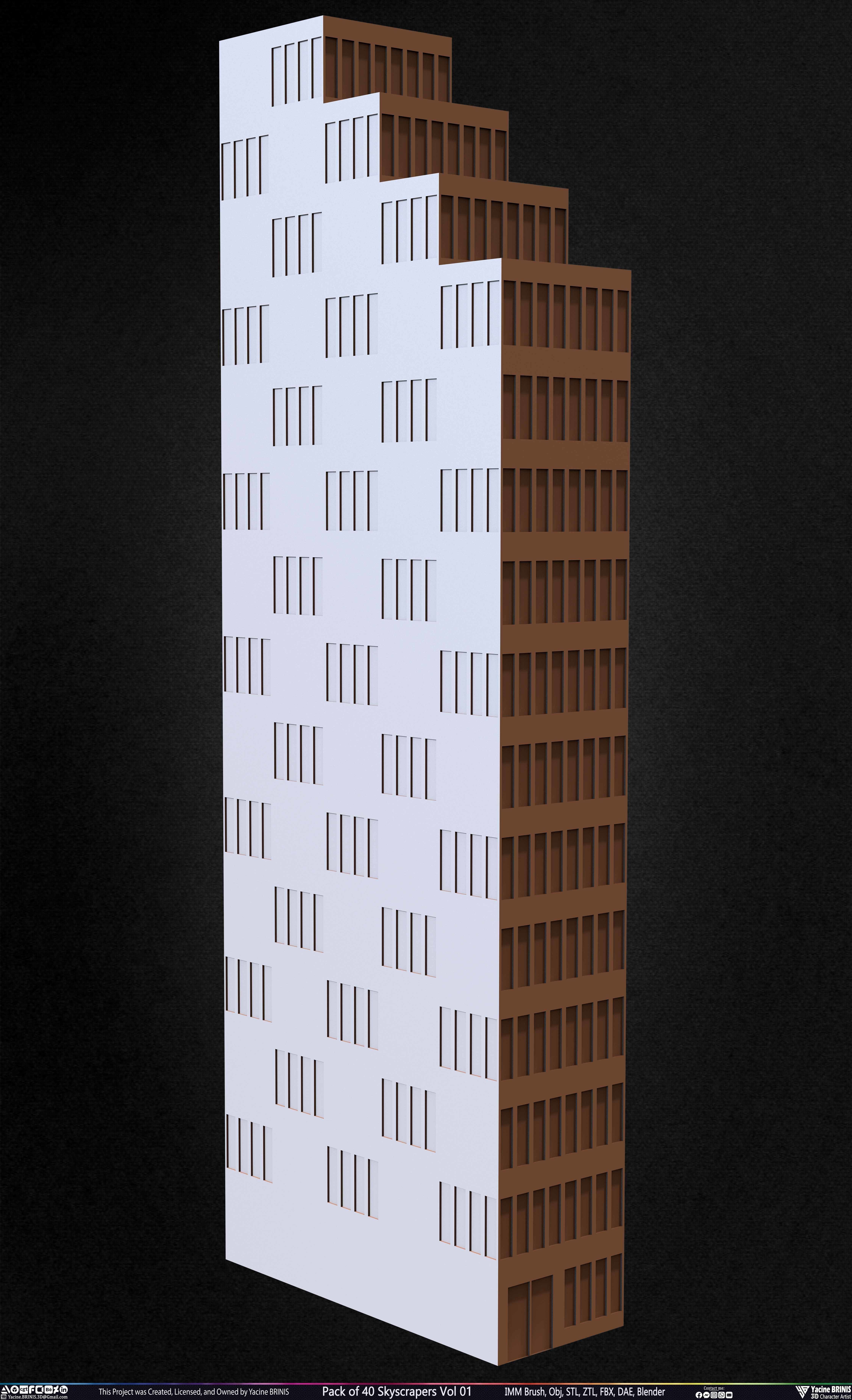Pack of 40 Skyscrapers Vol 01 Low-poly 3D model_4