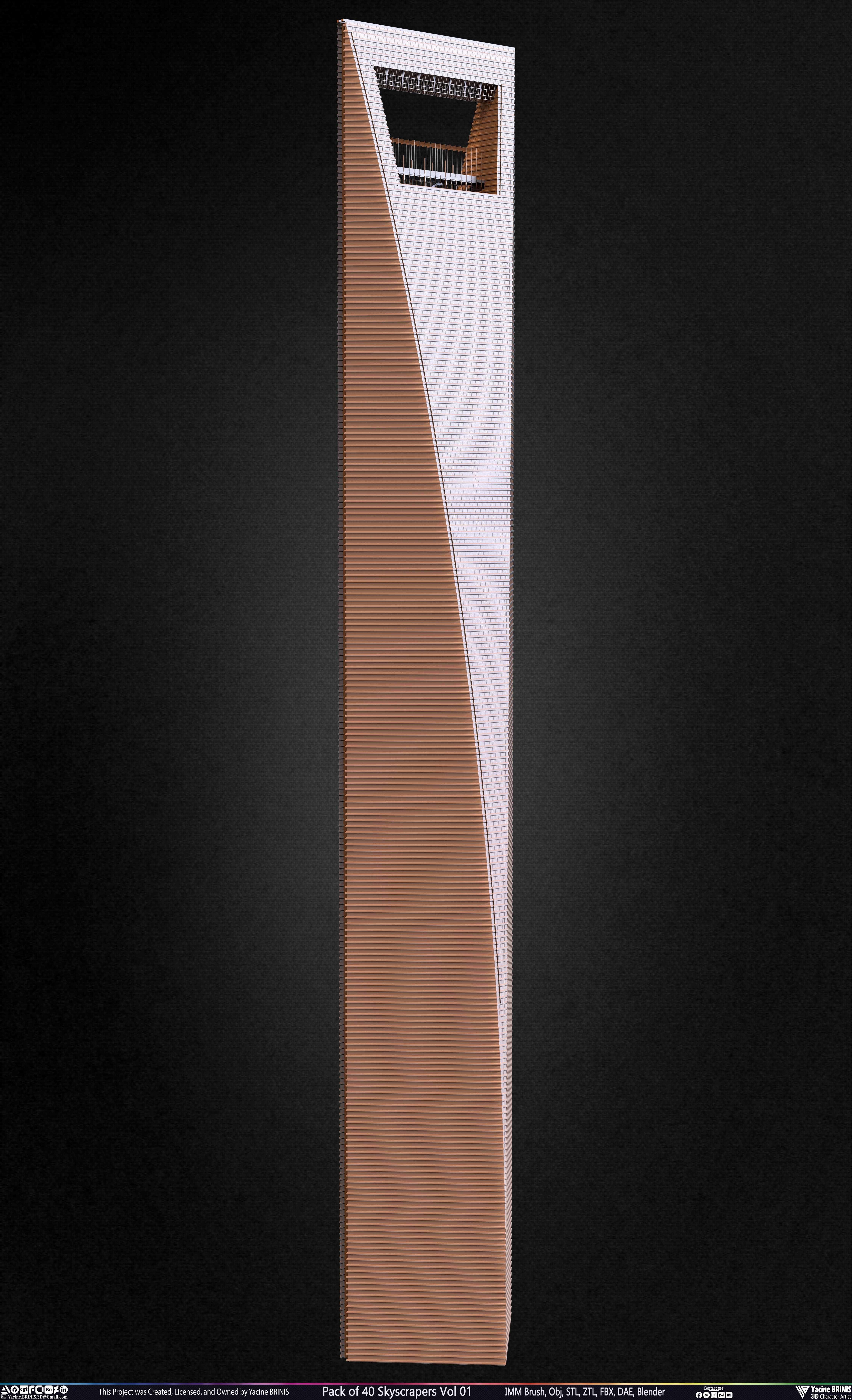 Pack of 40 Skyscrapers Vol 01 Low-poly 3D model_18