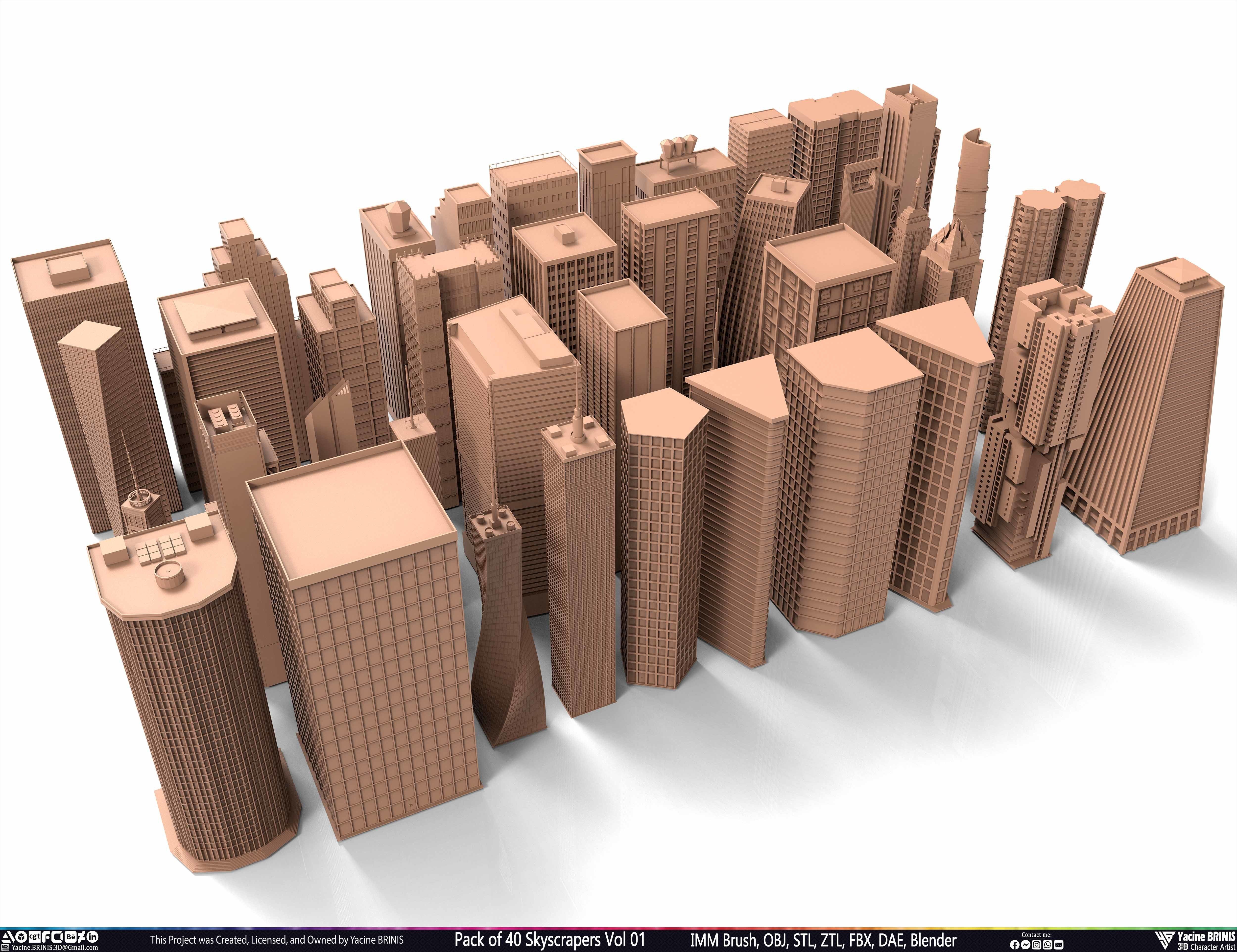 Pack of 40 Skyscrapers Vol 01 Low-poly 3D model_42