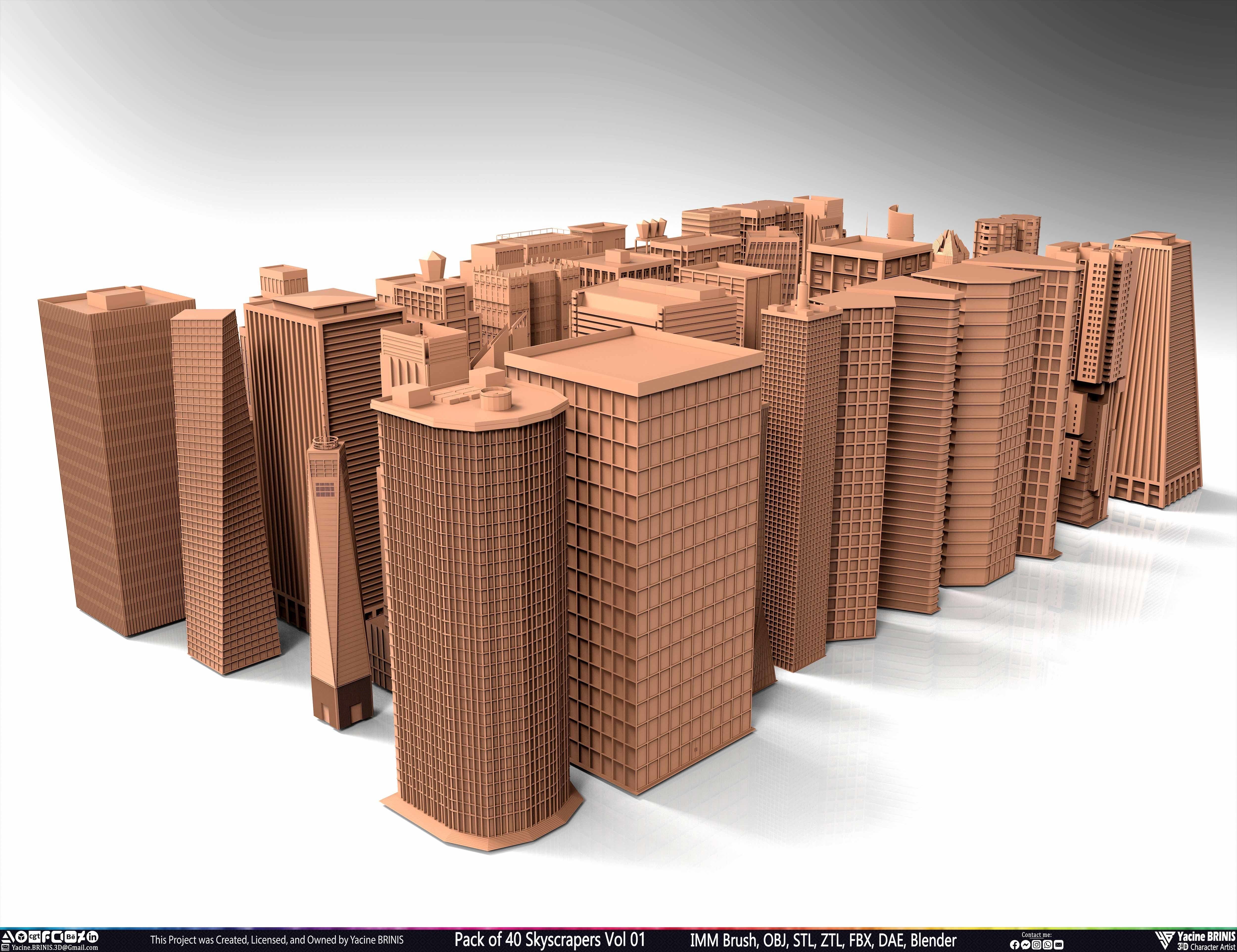 Pack of 40 Skyscrapers Vol 01 Low-poly 3D model_41