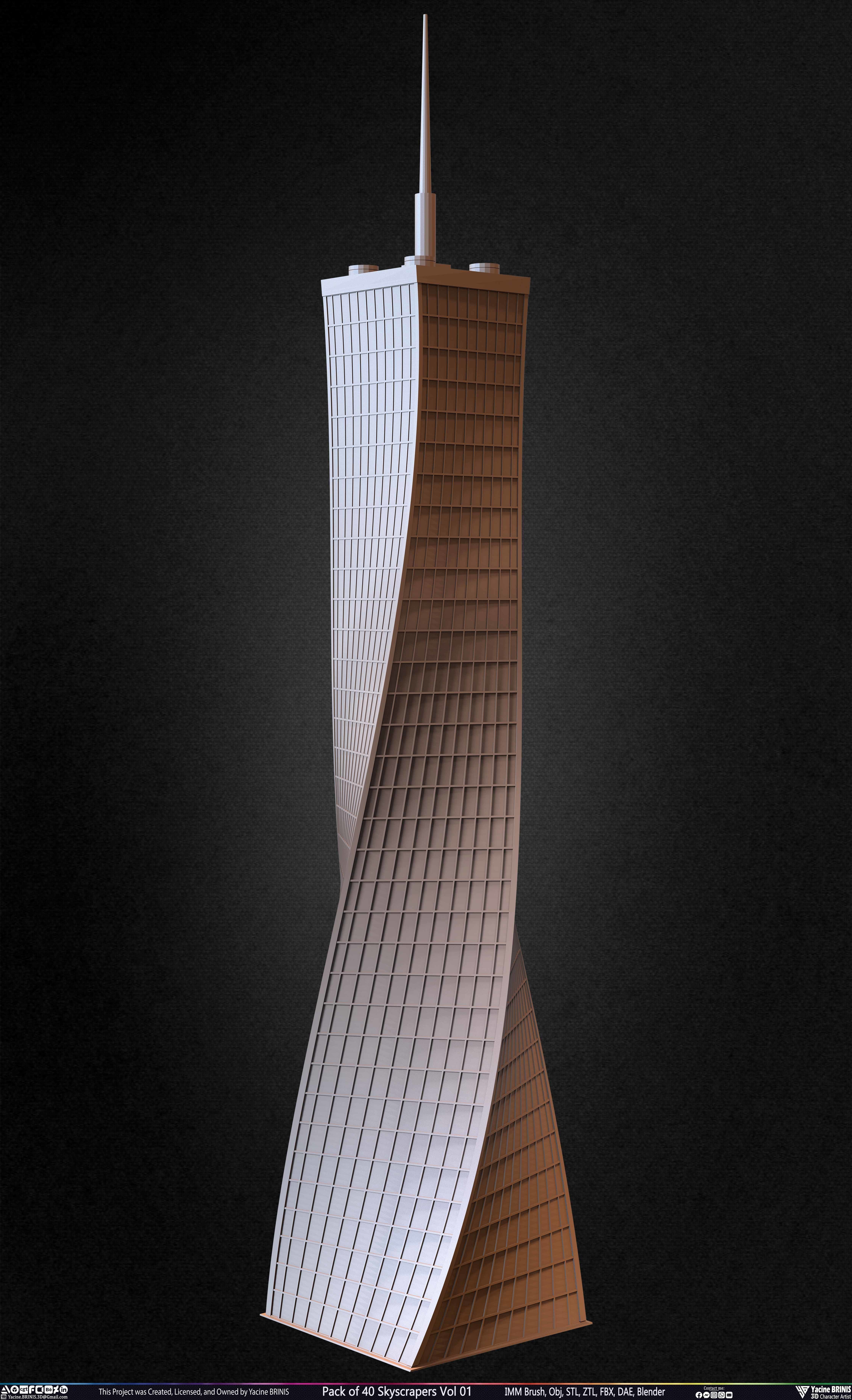 Pack of 40 Skyscrapers Vol 01 Low-poly 3D model_33