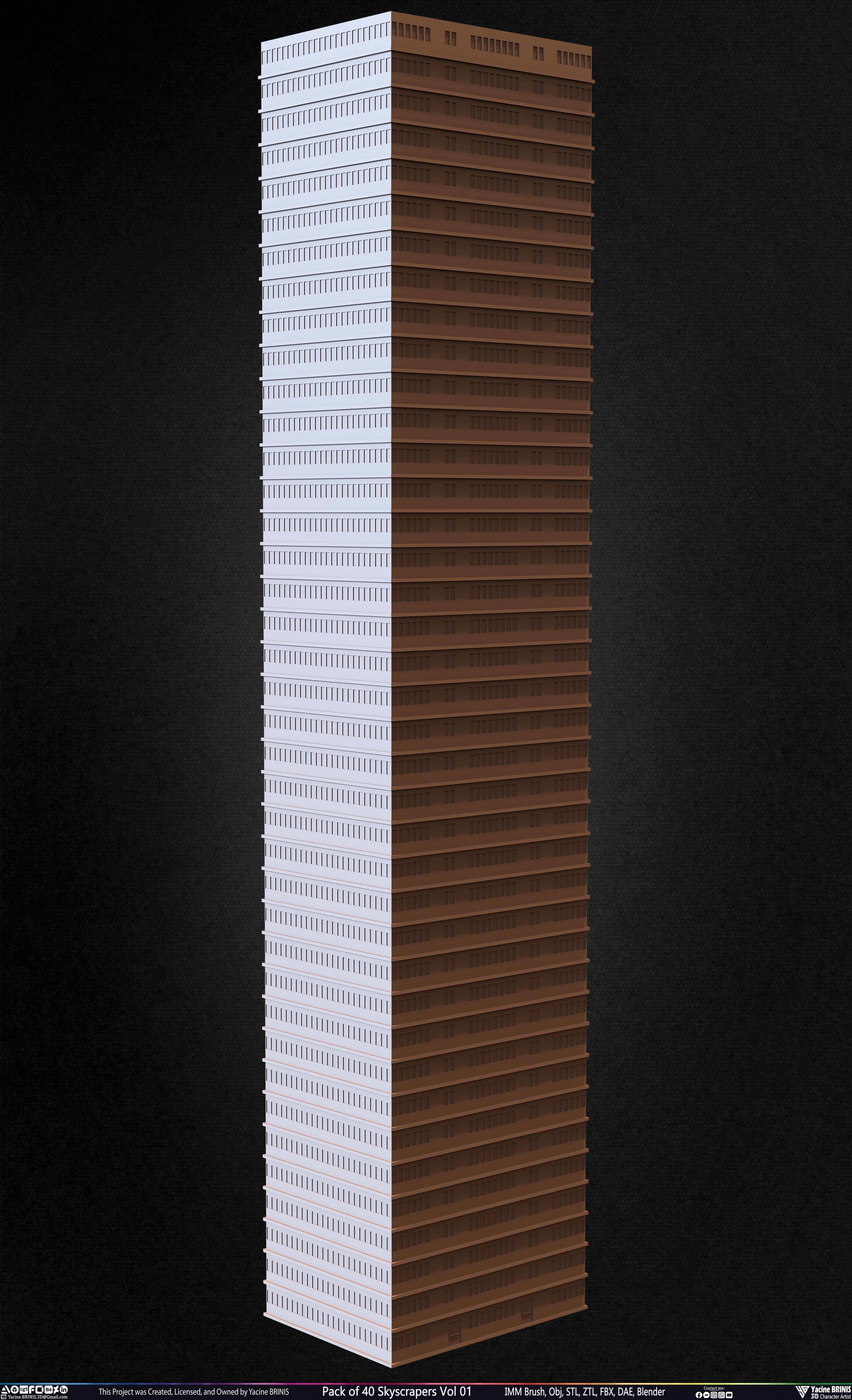 Pack of 40 Skyscrapers Vol 01 Low-poly 3D model_8