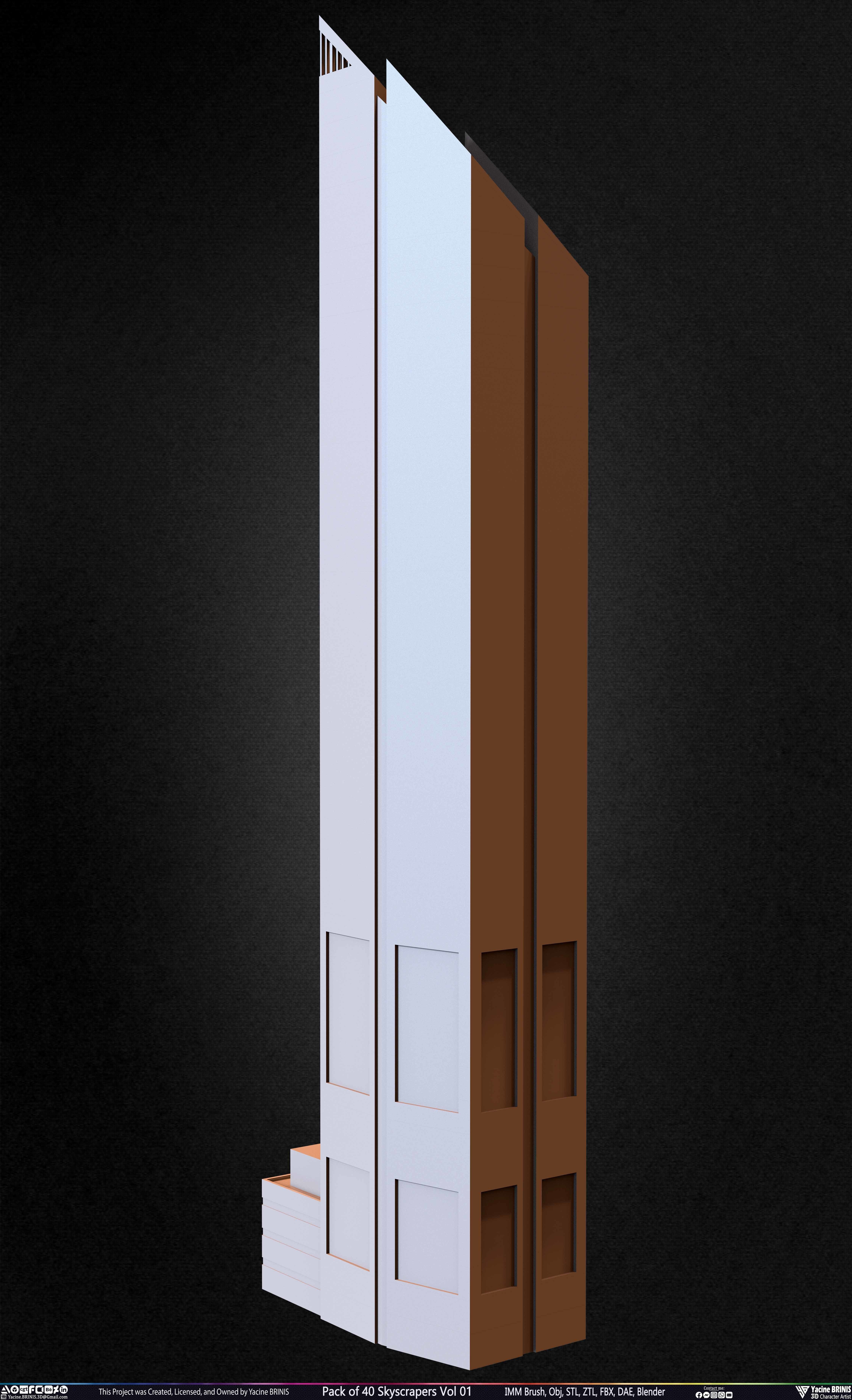 Pack of 40 Skyscrapers Vol 01 Low-poly 3D model_23