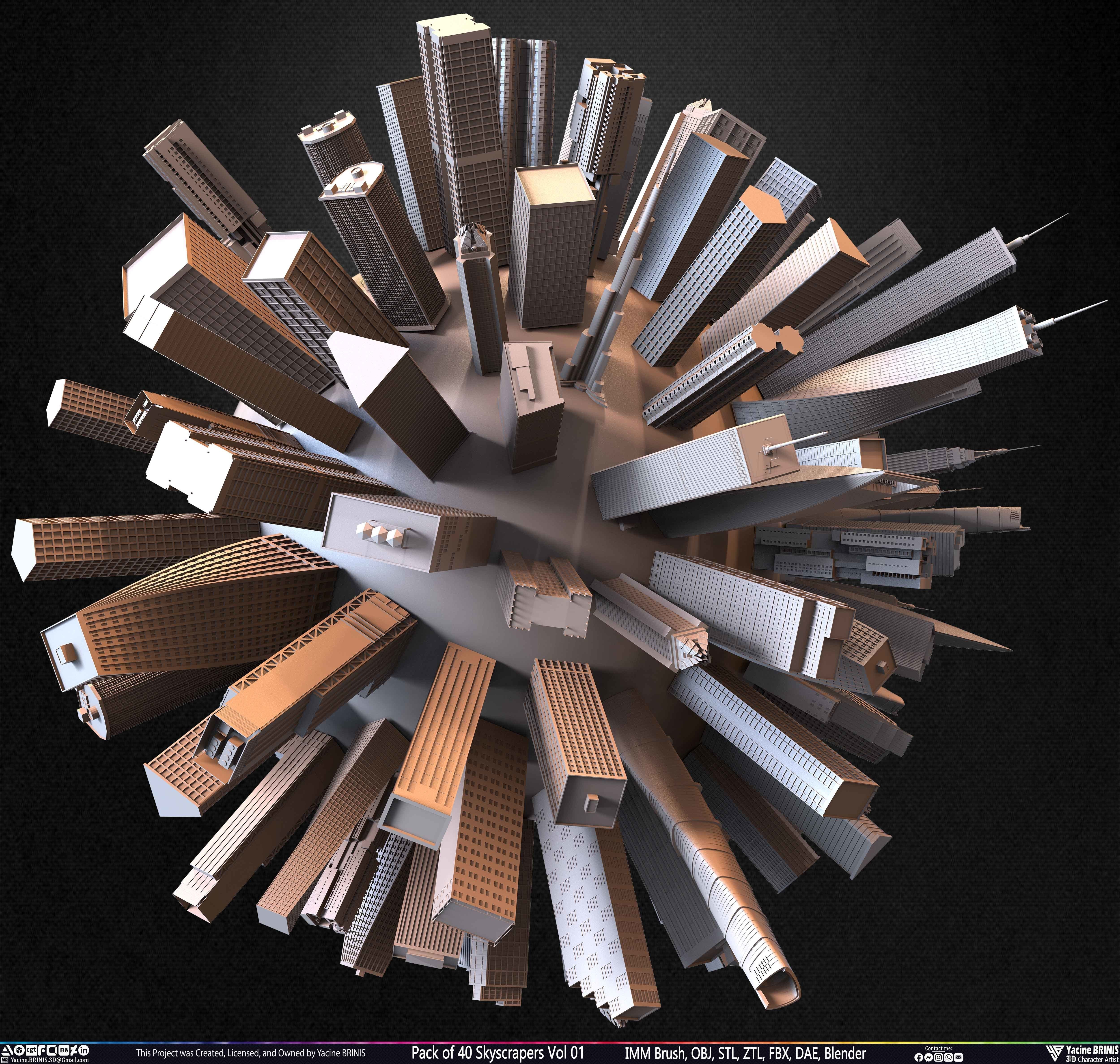 Pack of 40 Skyscrapers Vol 01 Low-poly 3D model_52