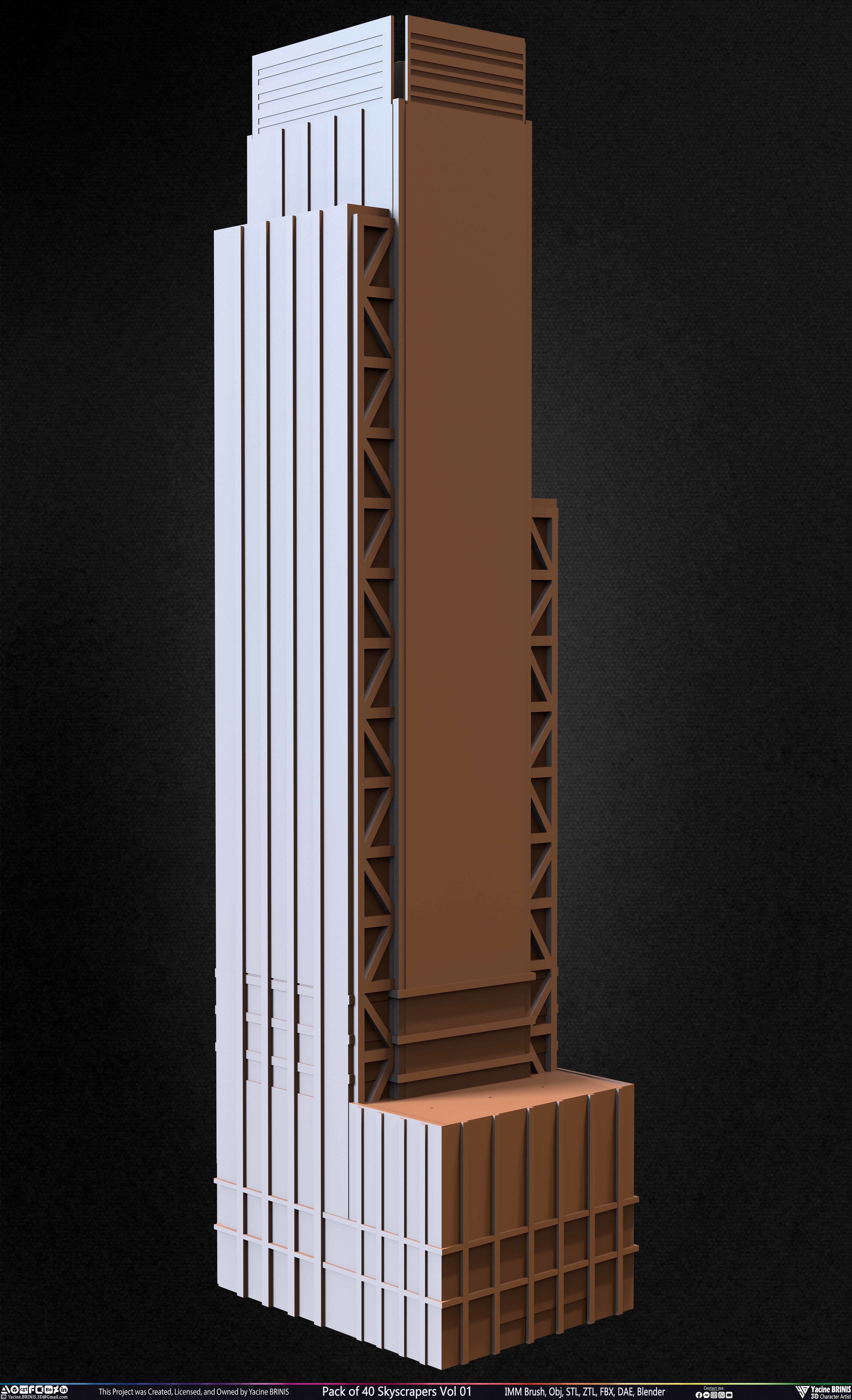 Pack of 40 Skyscrapers Vol 01 Low-poly 3D model_22