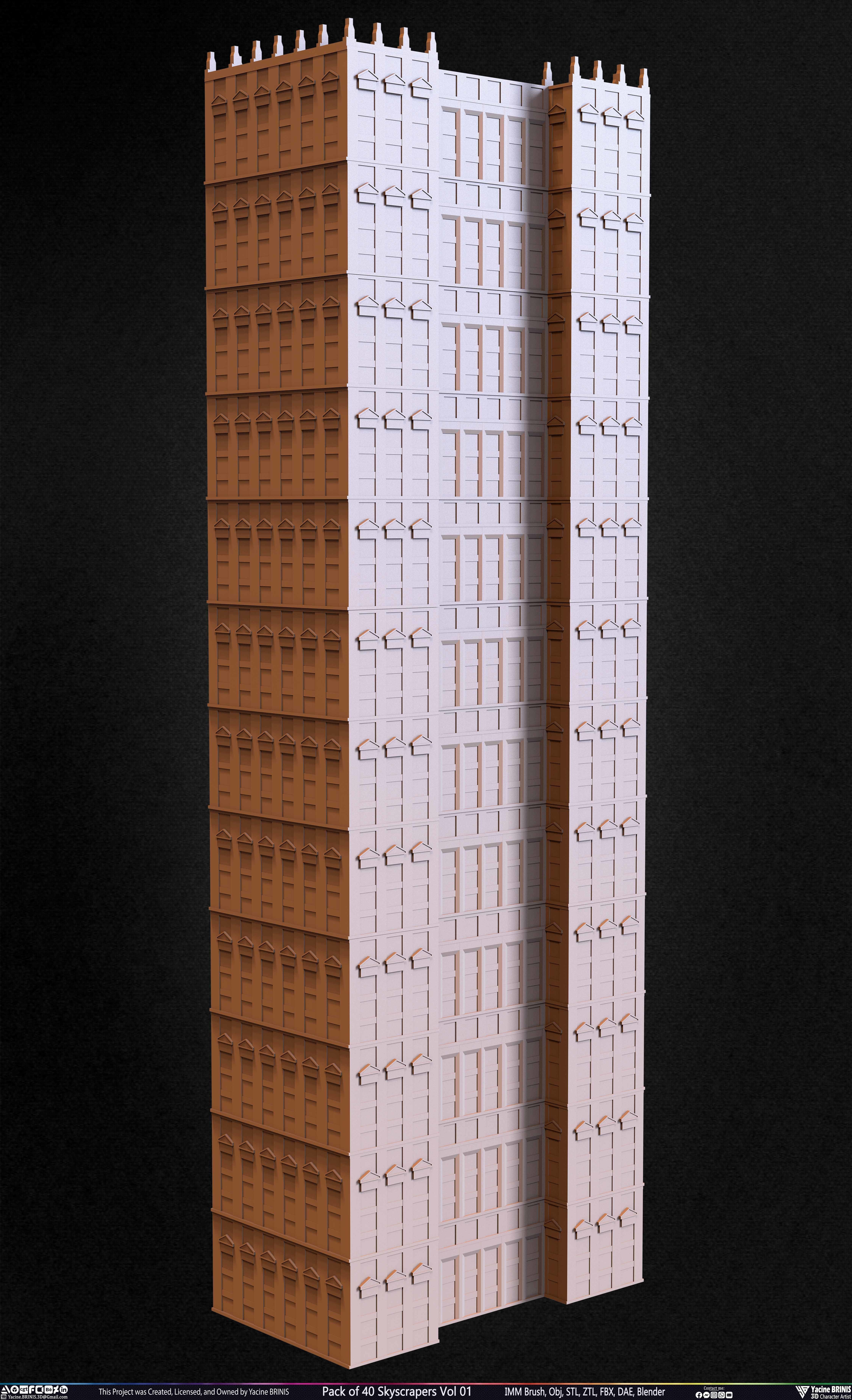 Pack of 40 Skyscrapers Vol 01 Low-poly 3D model_14