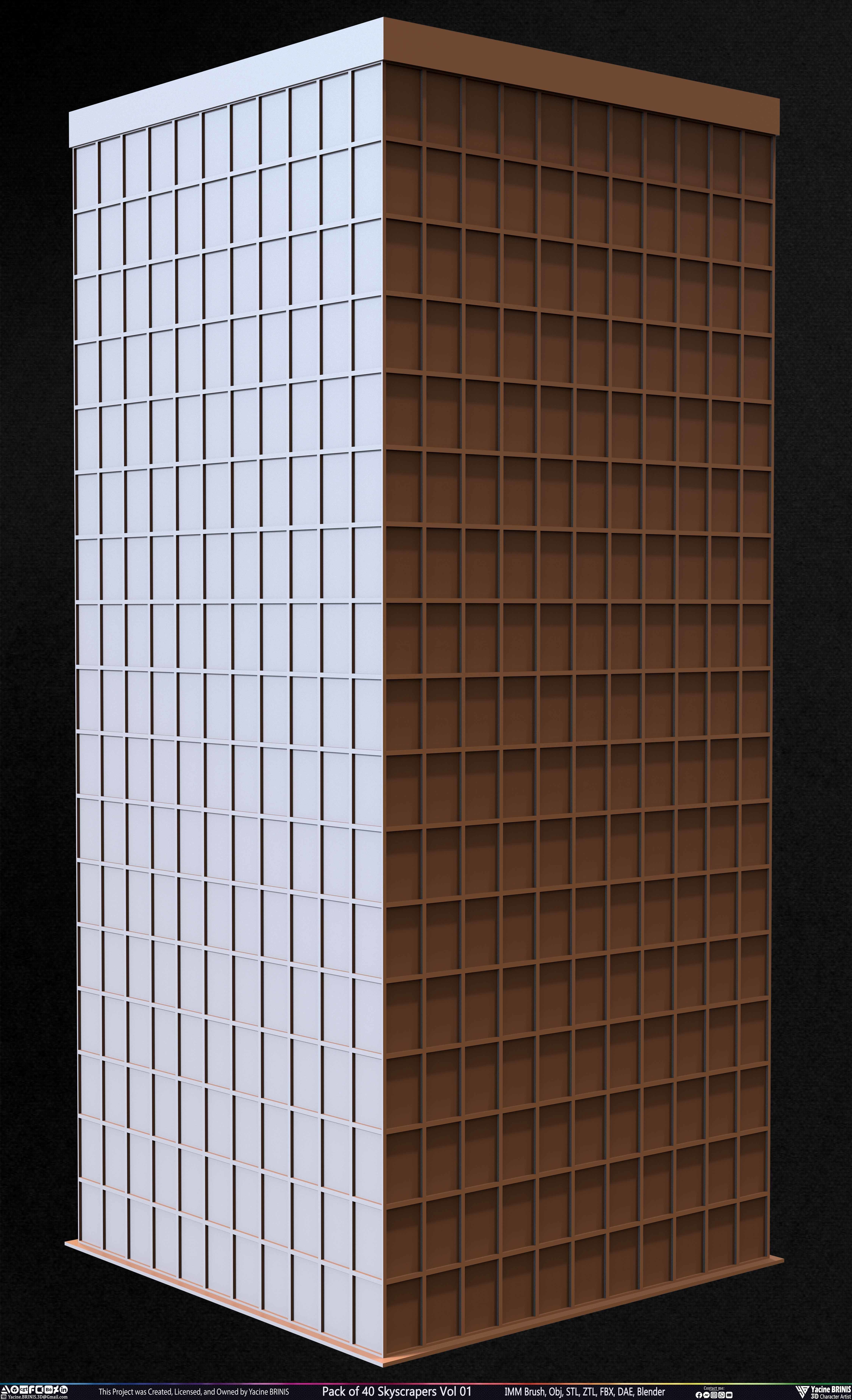 Pack of 40 Skyscrapers Vol 01 Low-poly 3D model_32