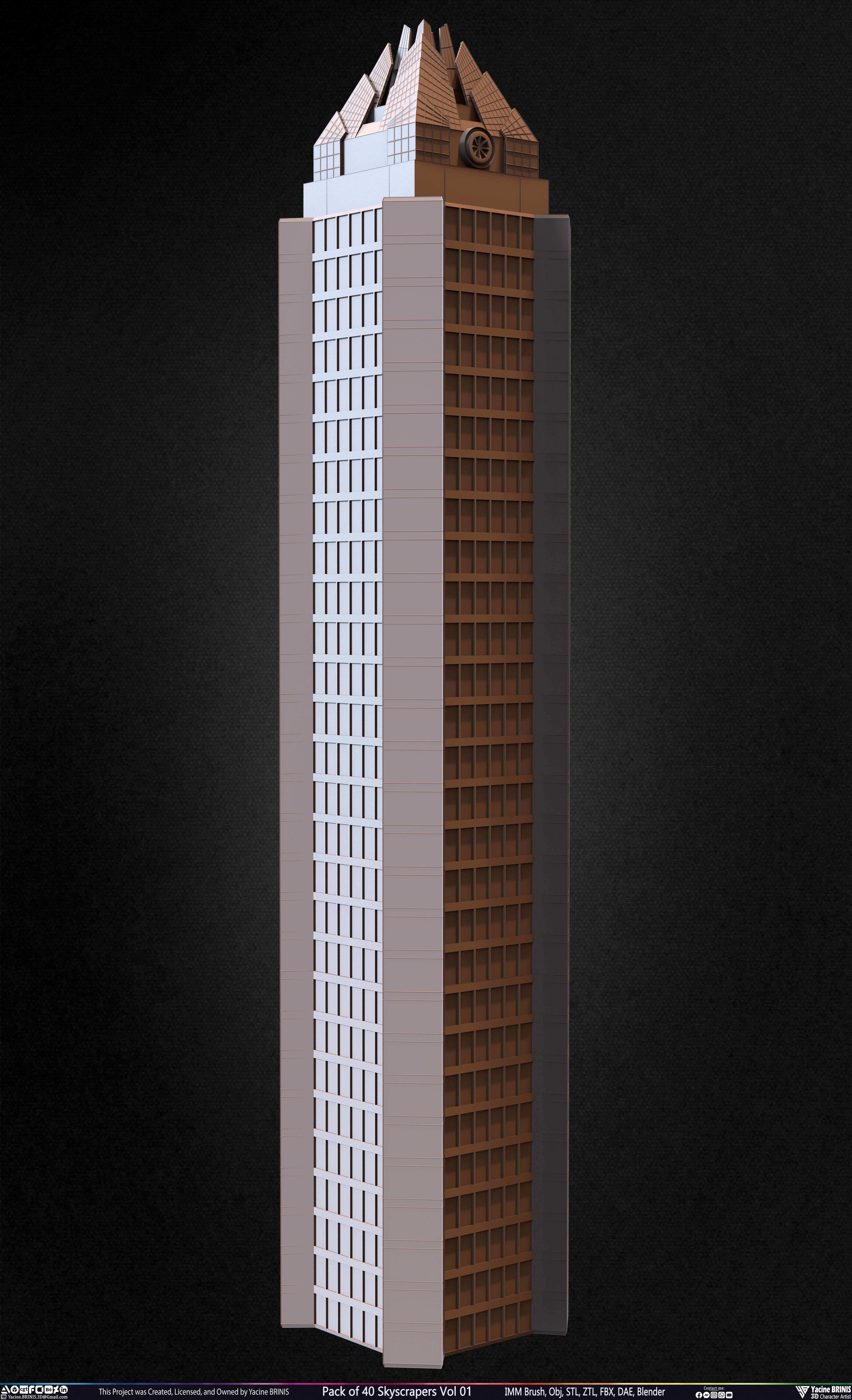 Pack of 40 Skyscrapers Vol 01 Low-poly 3D model_29