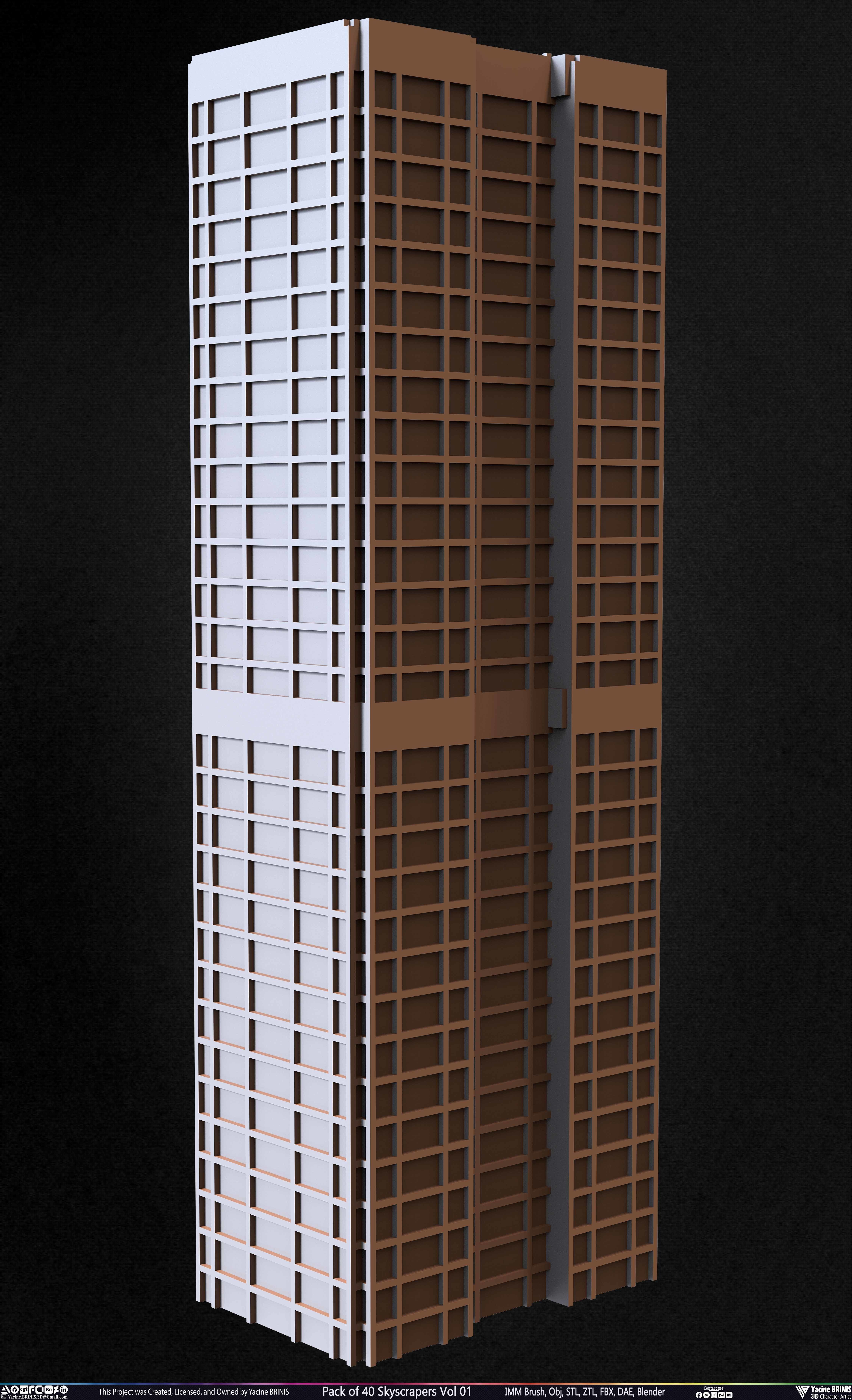 Pack of 40 Skyscrapers Vol 01 Low-poly 3D model_9