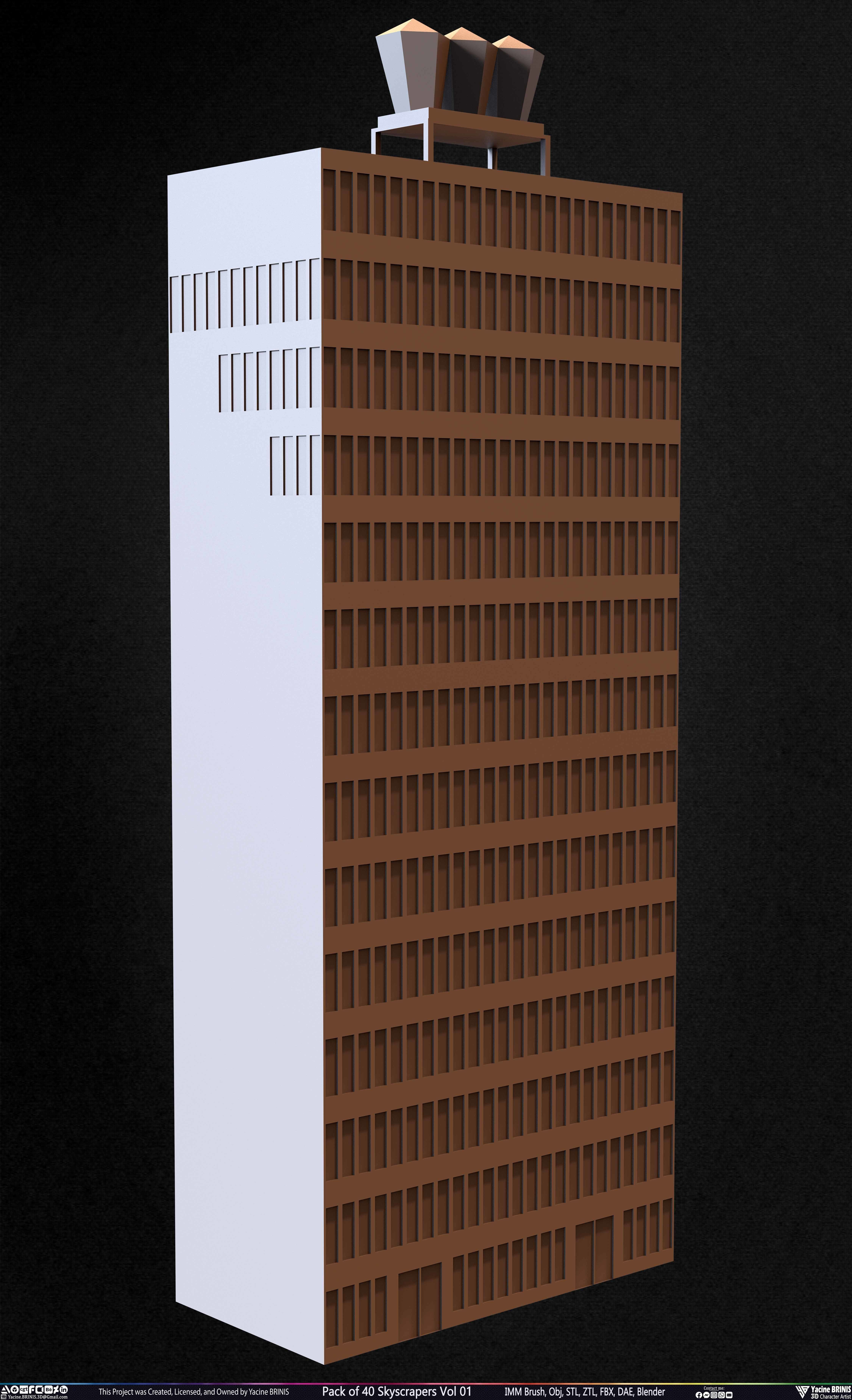 Pack of 40 Skyscrapers Vol 01 Low-poly 3D model_7