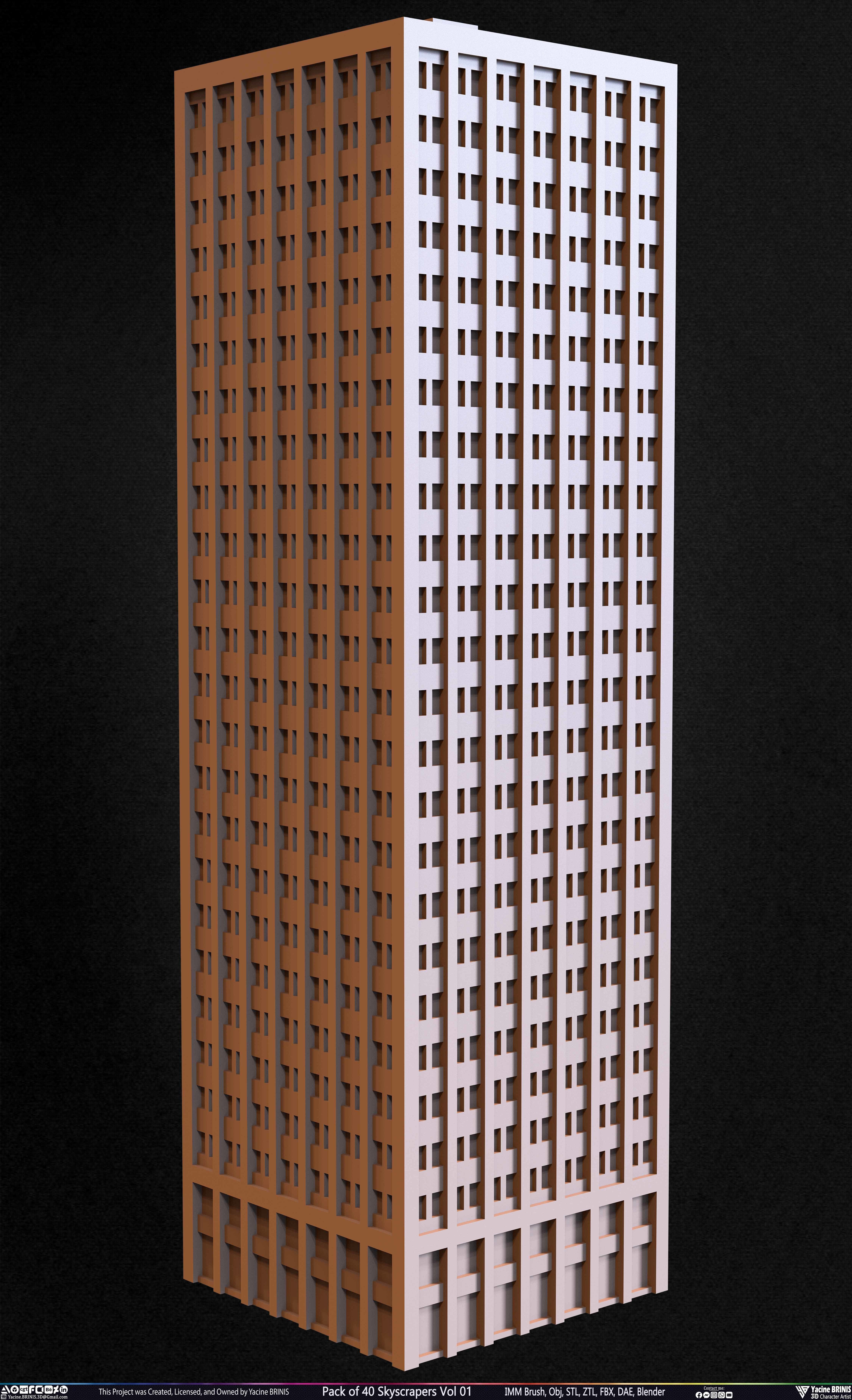 Pack of 40 Skyscrapers Vol 01 Low-poly 3D model_15