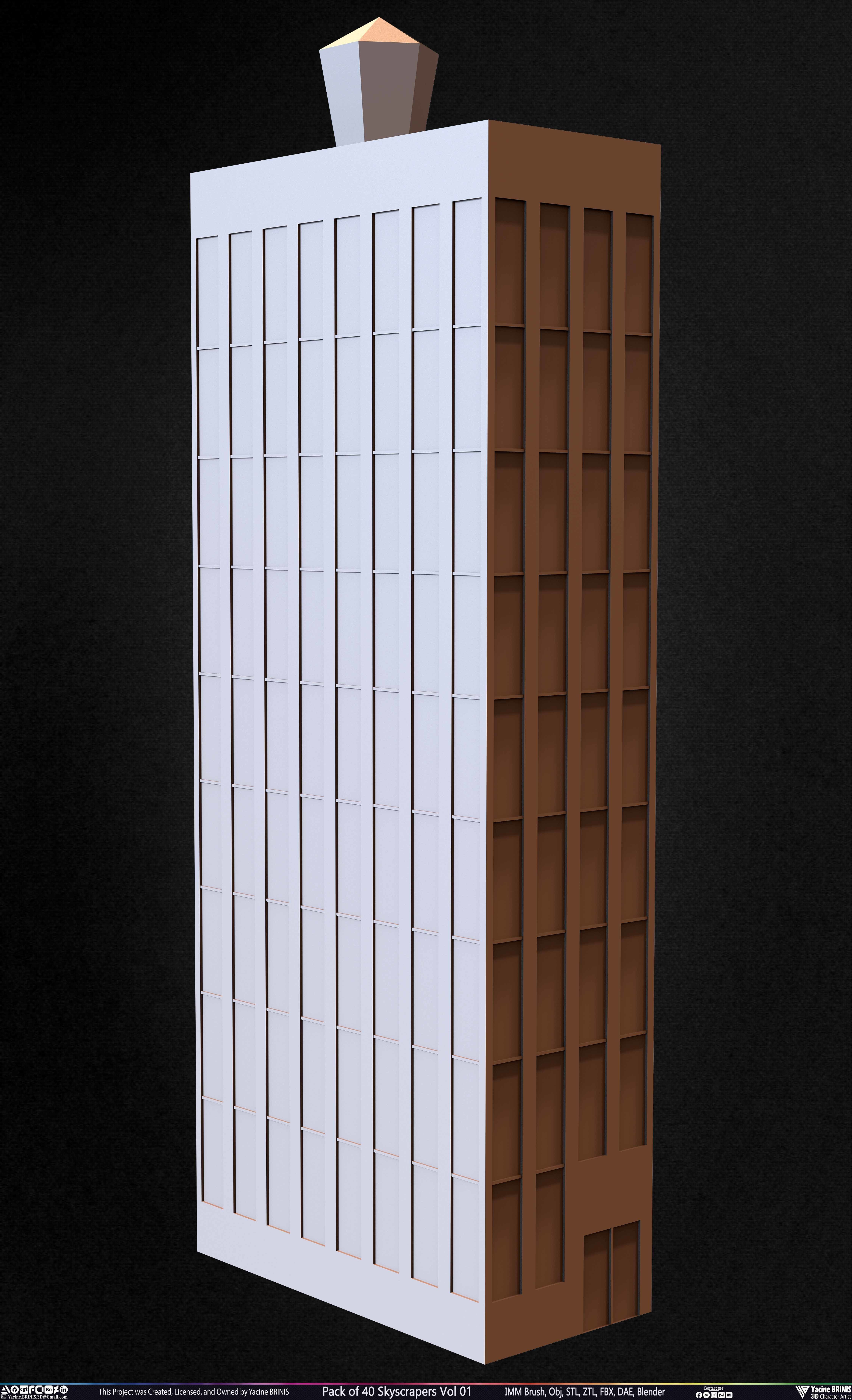 Pack of 40 Skyscrapers Vol 01 Low-poly 3D model_3