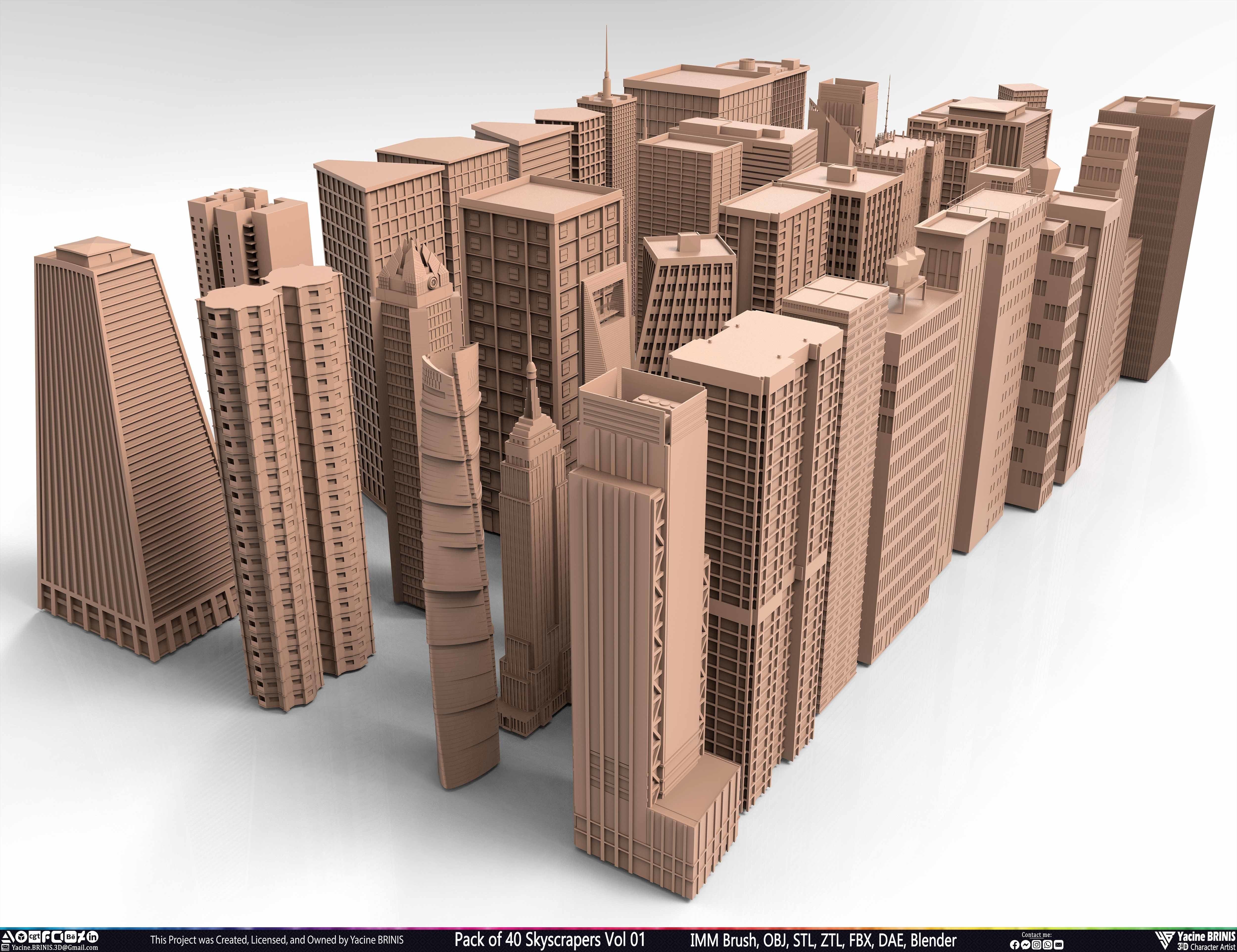 Pack of 40 Skyscrapers Vol 01 Low-poly 3D model_46