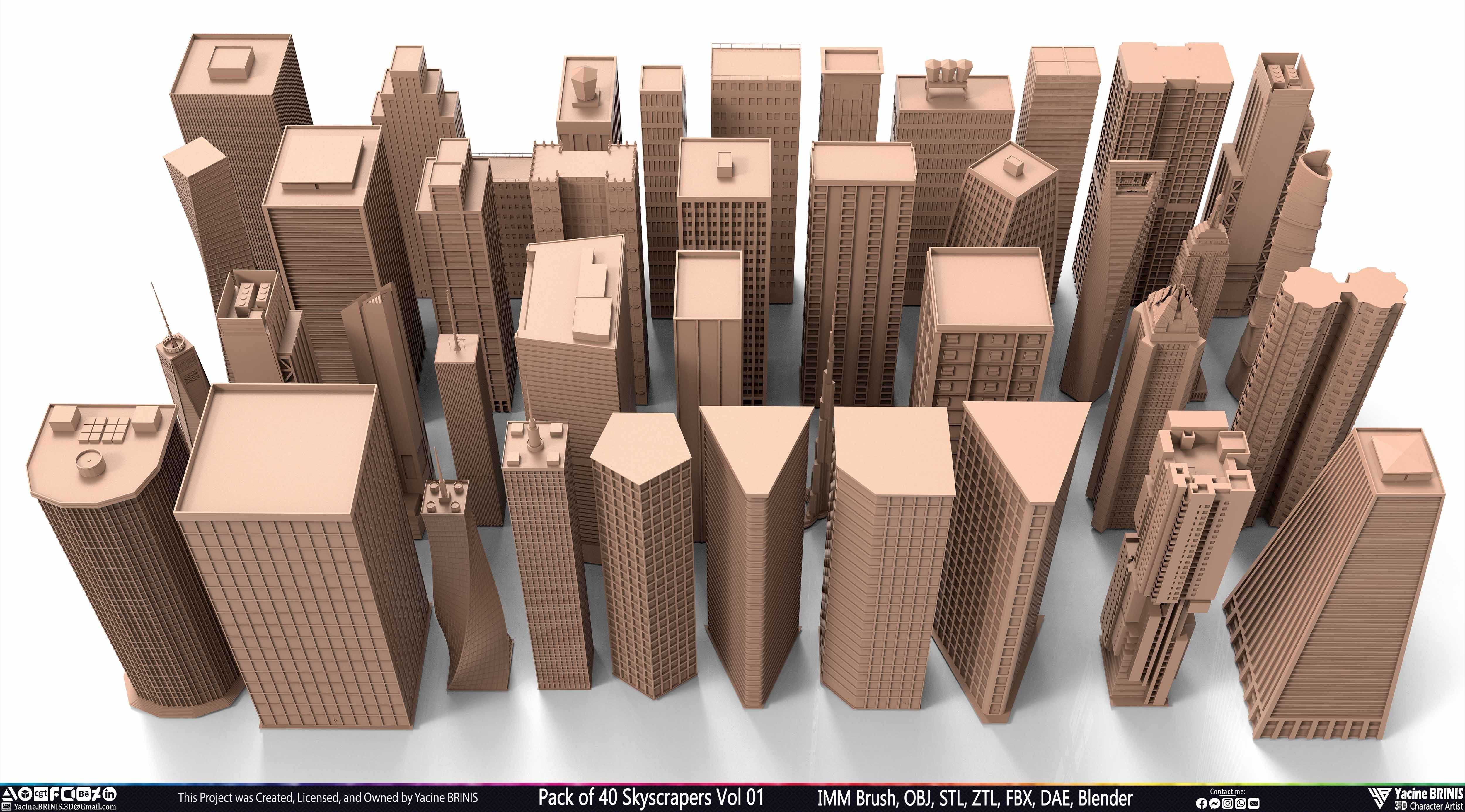 Pack of 40 Skyscrapers Vol 01 Low-poly 3D model_43